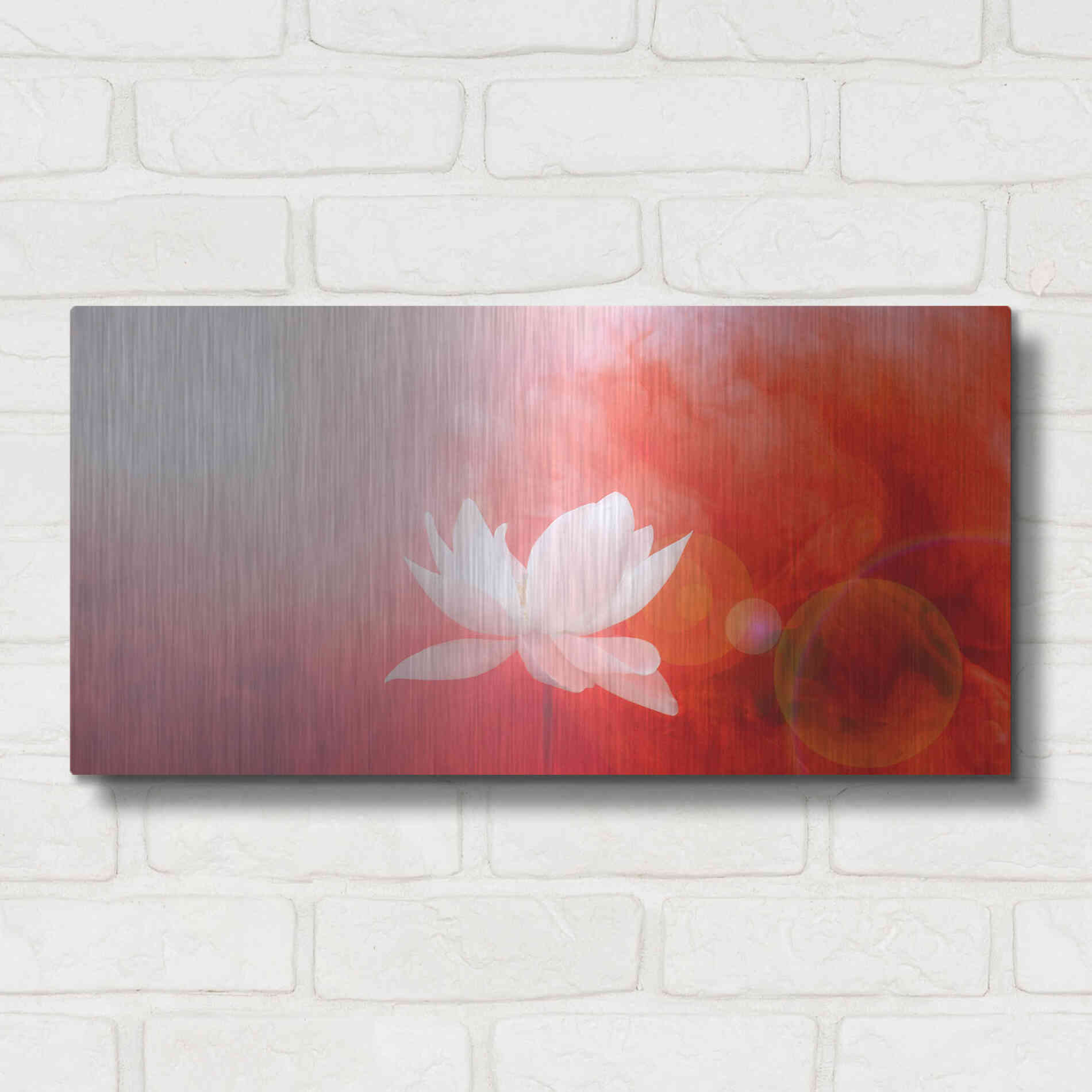 Luxe Metal Art 'Lotus in Flames' by Bahman Farzad, Metal Wall Art,24x12