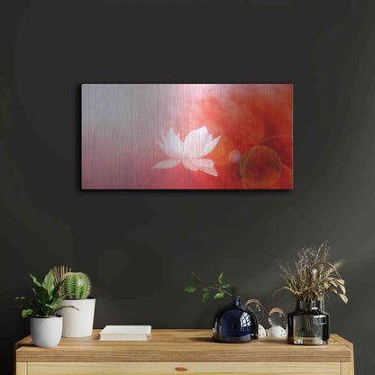 Luxe Metal Art 'Lotus in Flames' by Bahman Farzad, Metal Wall Art,24x12