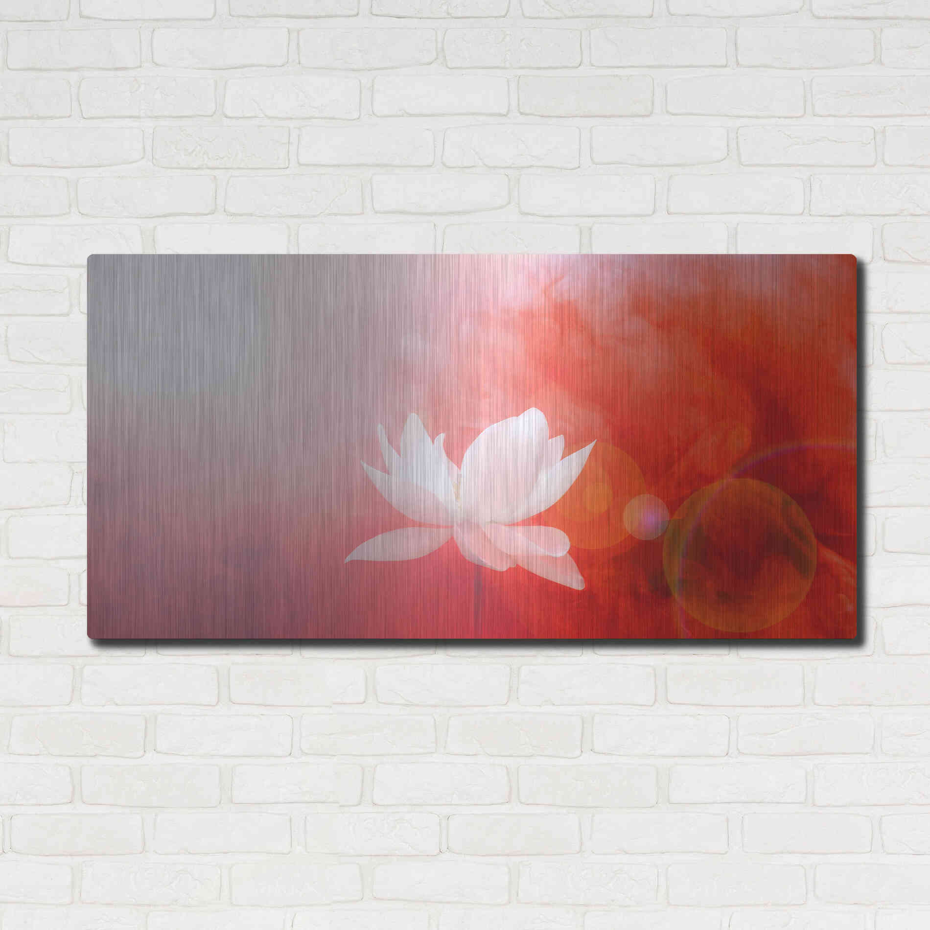 Luxe Metal Art 'Lotus in Flames' by Bahman Farzad, Metal Wall Art,48x24