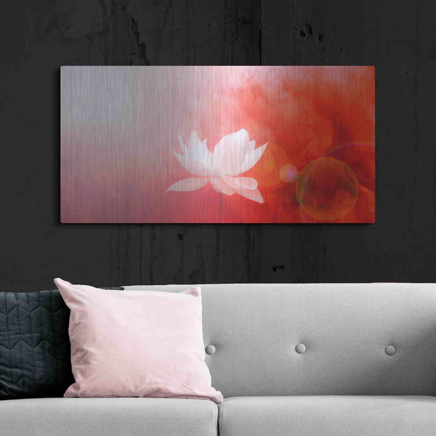 Luxe Metal Art 'Lotus in Flames' by Bahman Farzad, Metal Wall Art,48x24