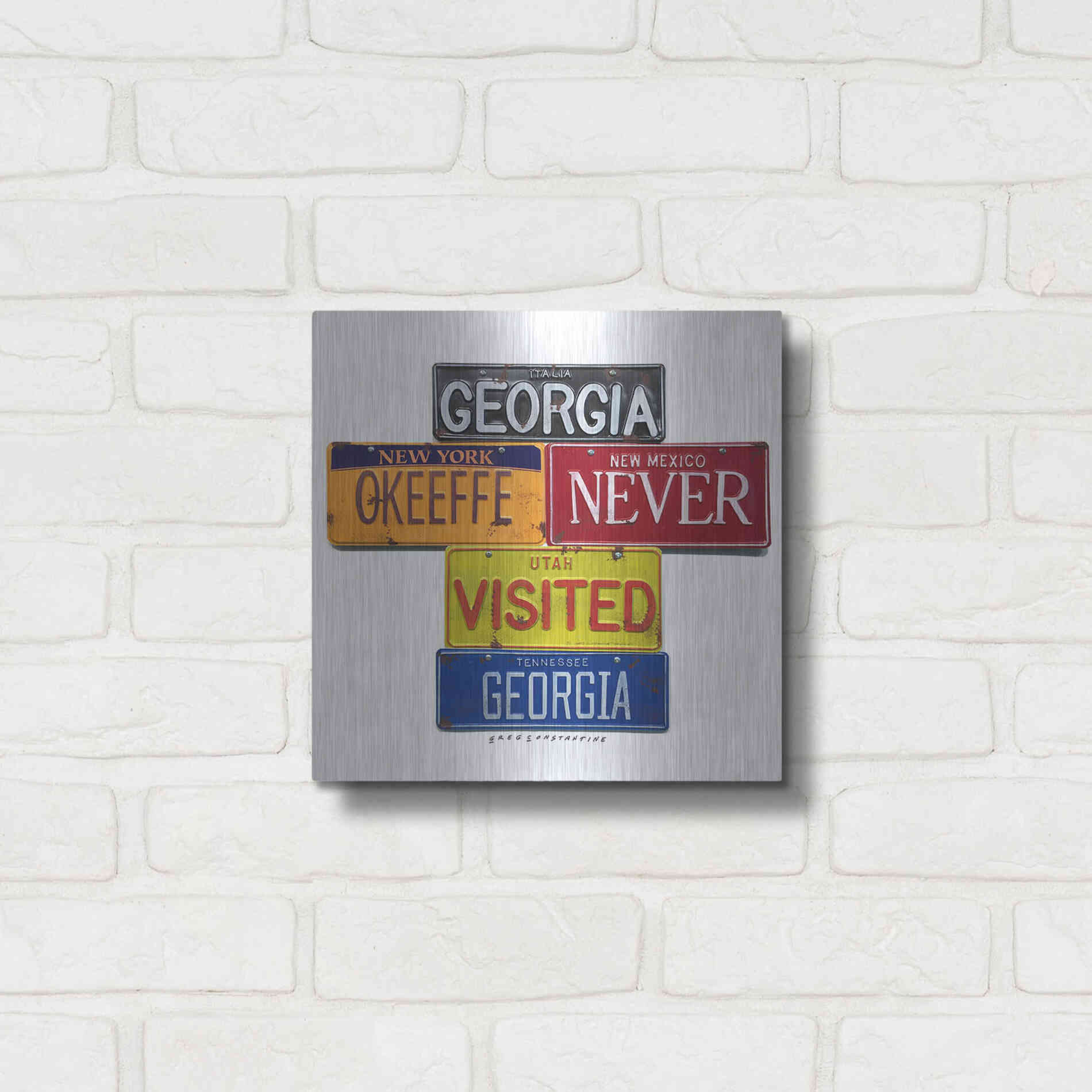 Luxe Metal Art 'O'keeffe Never Visited' by Gregory Constantine, Metal Wall Art,12x12