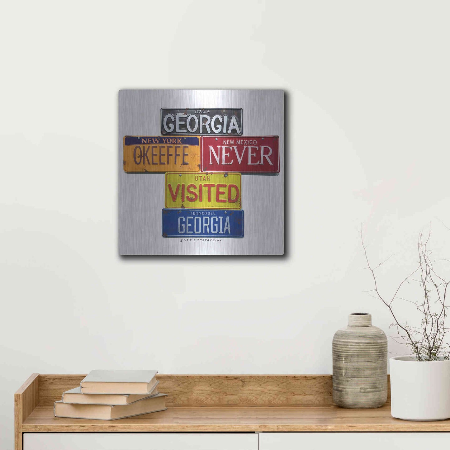 Luxe Metal Art 'O'keeffe Never Visited' by Gregory Constantine, Metal Wall Art,12x12