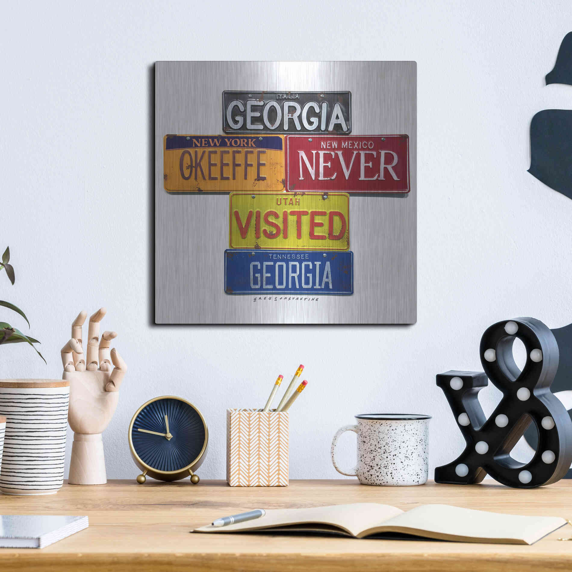 Luxe Metal Art 'O'keeffe Never Visited' by Gregory Constantine, Metal Wall Art,12x12