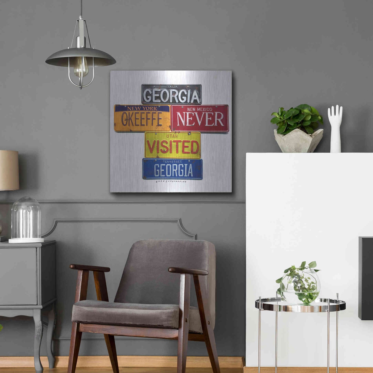Luxe Metal Art 'O'keeffe Never Visited' by Gregory Constantine, Metal Wall Art,24x24