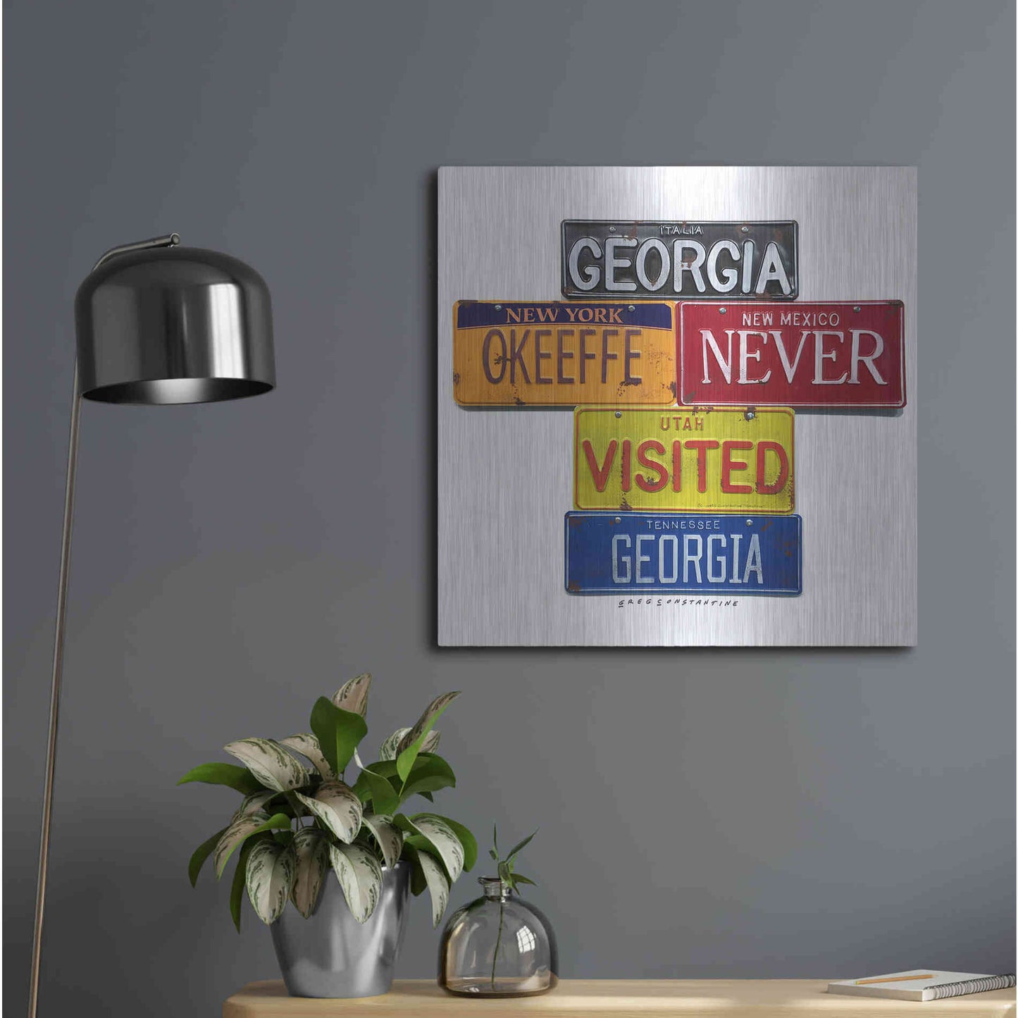 Luxe Metal Art 'O'keeffe Never Visited' by Gregory Constantine, Metal Wall Art,24x24