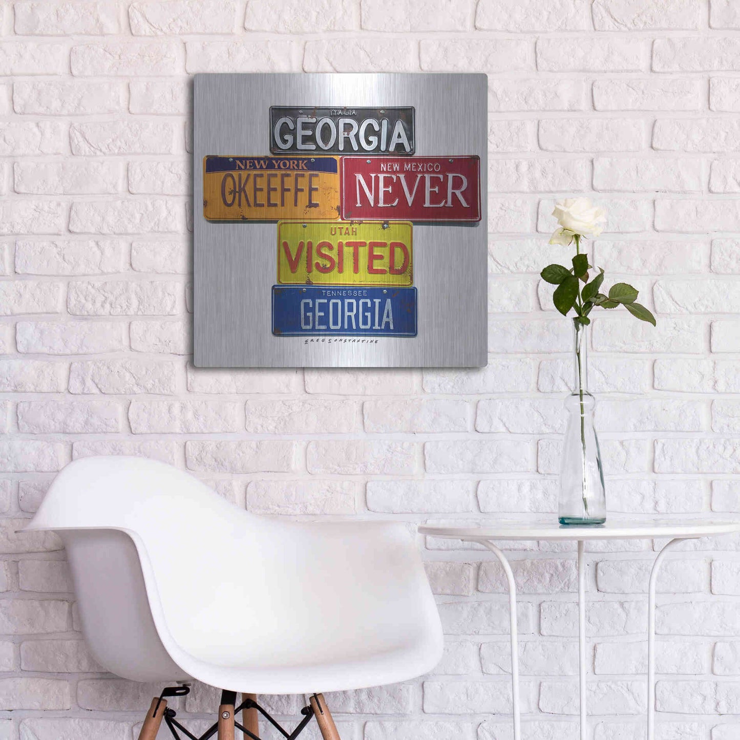 Luxe Metal Art 'O'keeffe Never Visited' by Gregory Constantine, Metal Wall Art,24x24