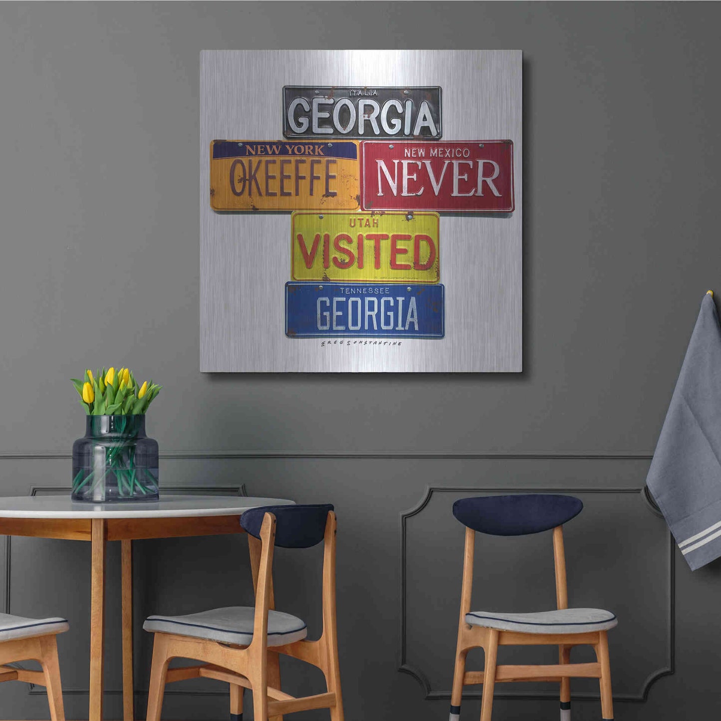 Luxe Metal Art 'O'keeffe Never Visited' by Gregory Constantine, Metal Wall Art,36x36