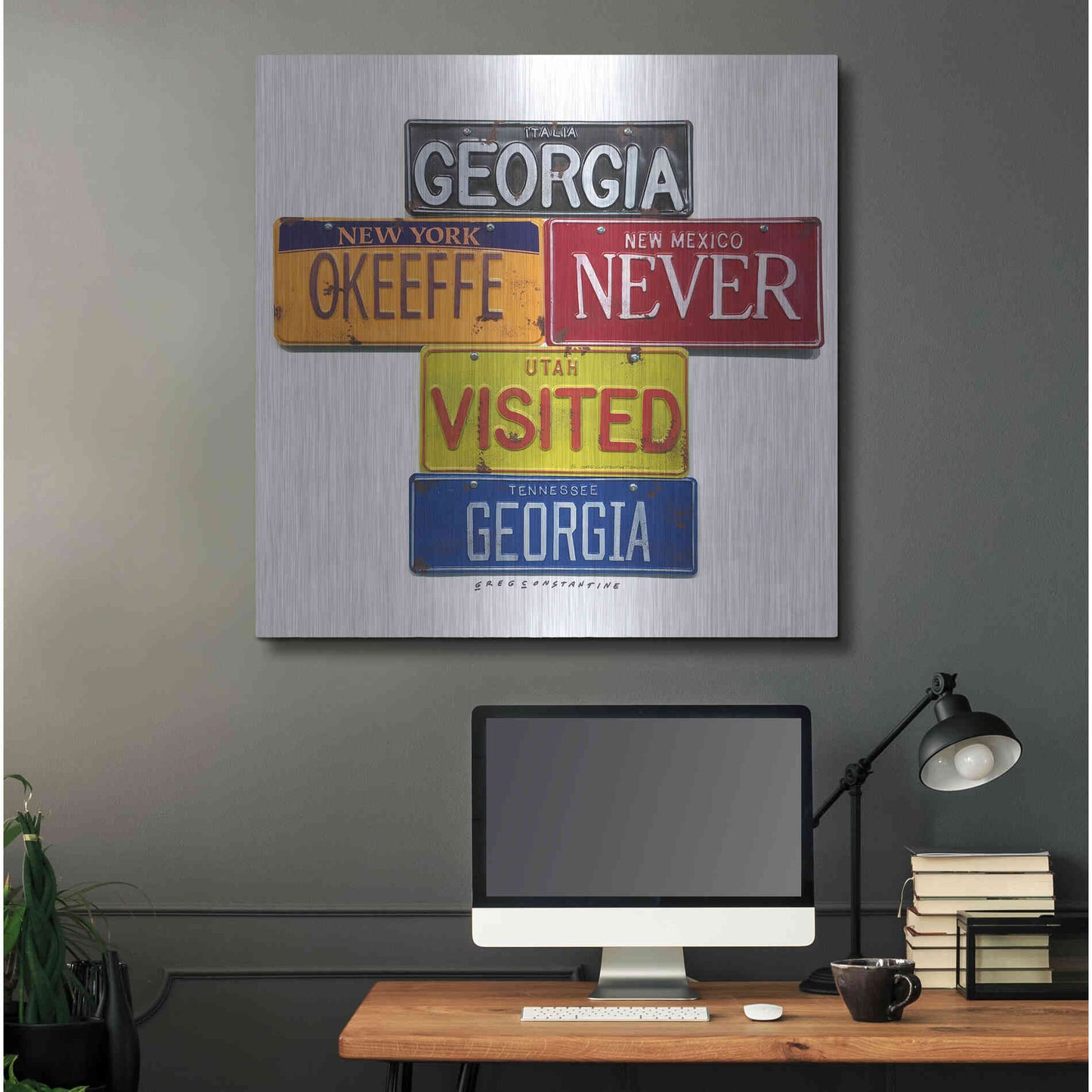 Luxe Metal Art 'O'keeffe Never Visited' by Gregory Constantine, Metal Wall Art,36x36