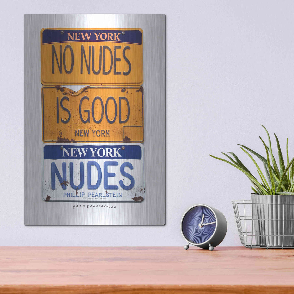 Luxe Metal Art 'No Nudes' by Gregory Constantine, Metal Wall Art,12x16
