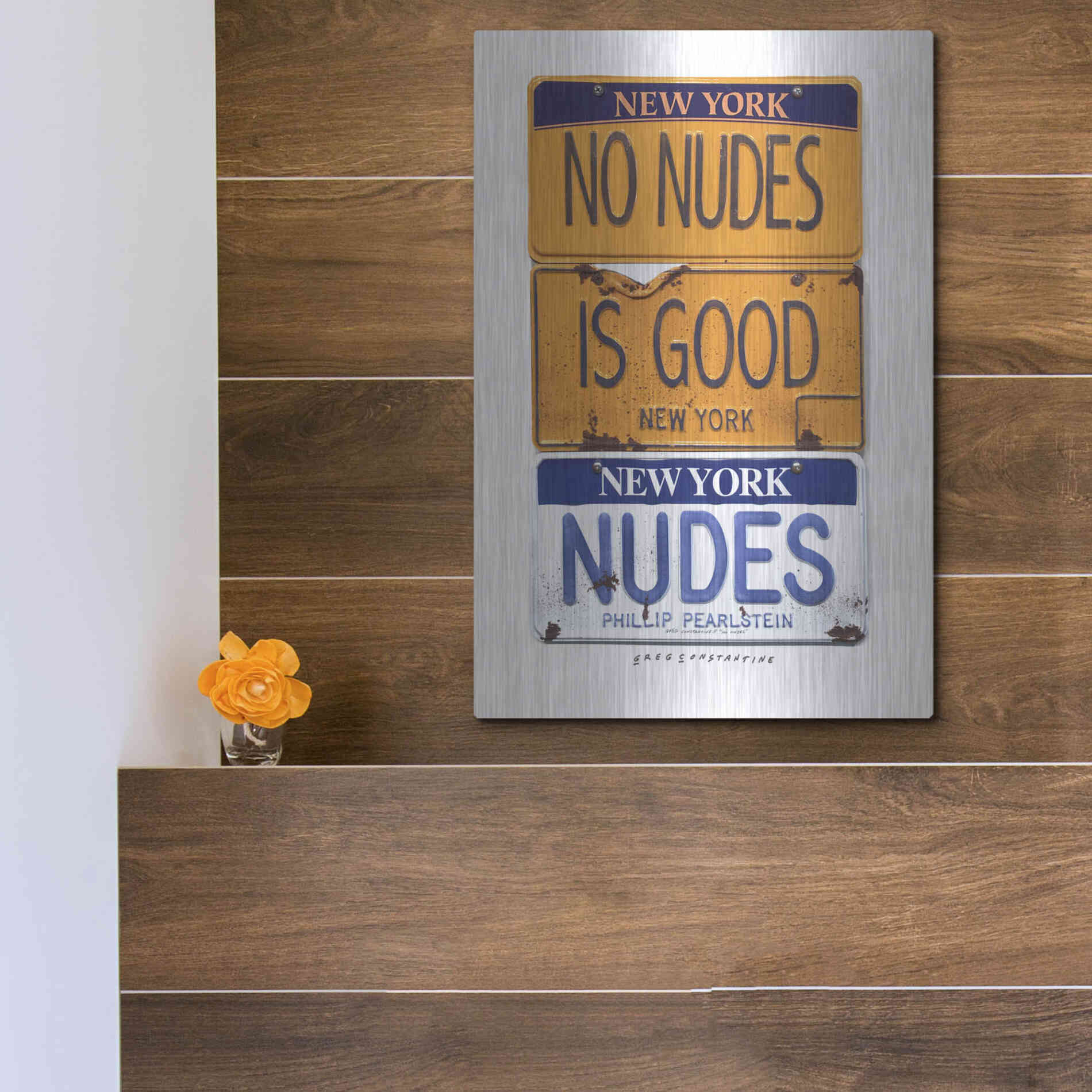 Luxe Metal Art 'No Nudes' by Gregory Constantine, Metal Wall Art,12x16