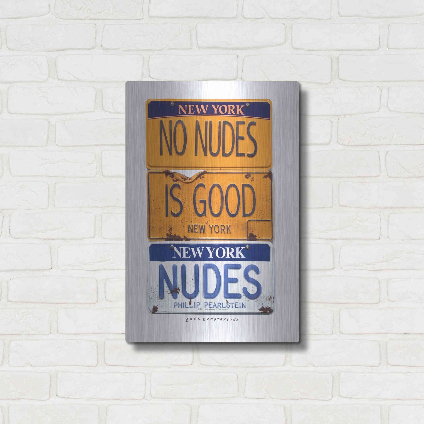 Luxe Metal Art 'No Nudes' by Gregory Constantine, Metal Wall Art,16x24