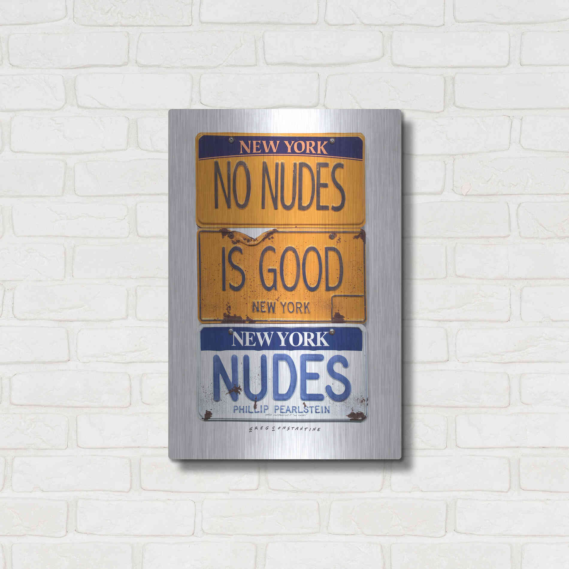 Luxe Metal Art 'No Nudes' by Gregory Constantine, Metal Wall Art,16x24
