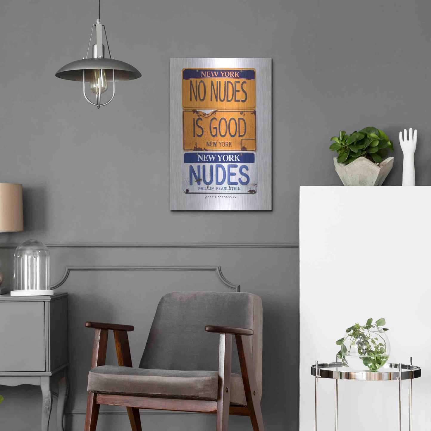 Luxe Metal Art 'No Nudes' by Gregory Constantine, Metal Wall Art,16x24