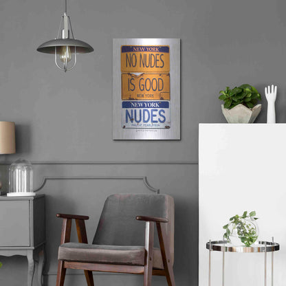 Luxe Metal Art 'No Nudes' by Gregory Constantine, Metal Wall Art,16x24