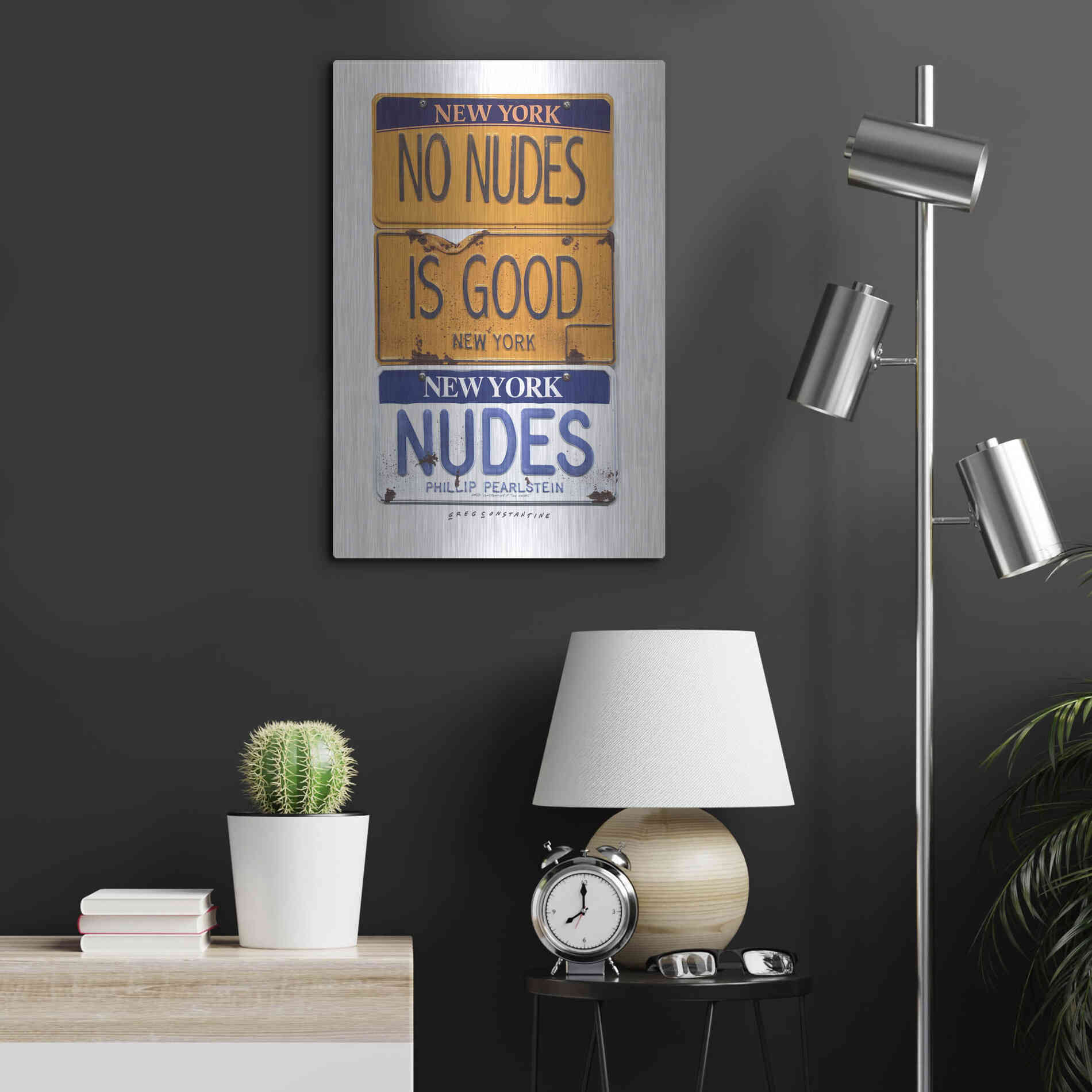 Luxe Metal Art 'No Nudes' by Gregory Constantine, Metal Wall Art,16x24