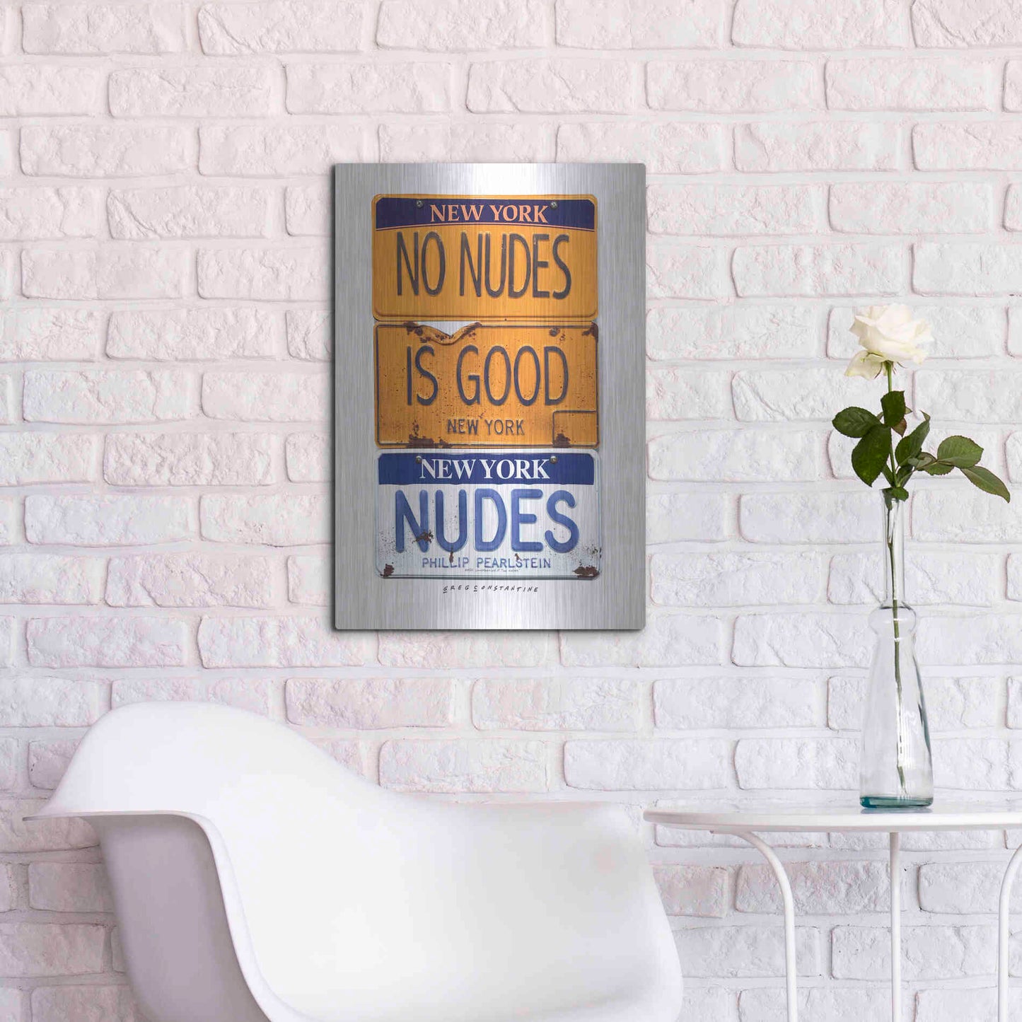 Luxe Metal Art 'No Nudes' by Gregory Constantine, Metal Wall Art,16x24