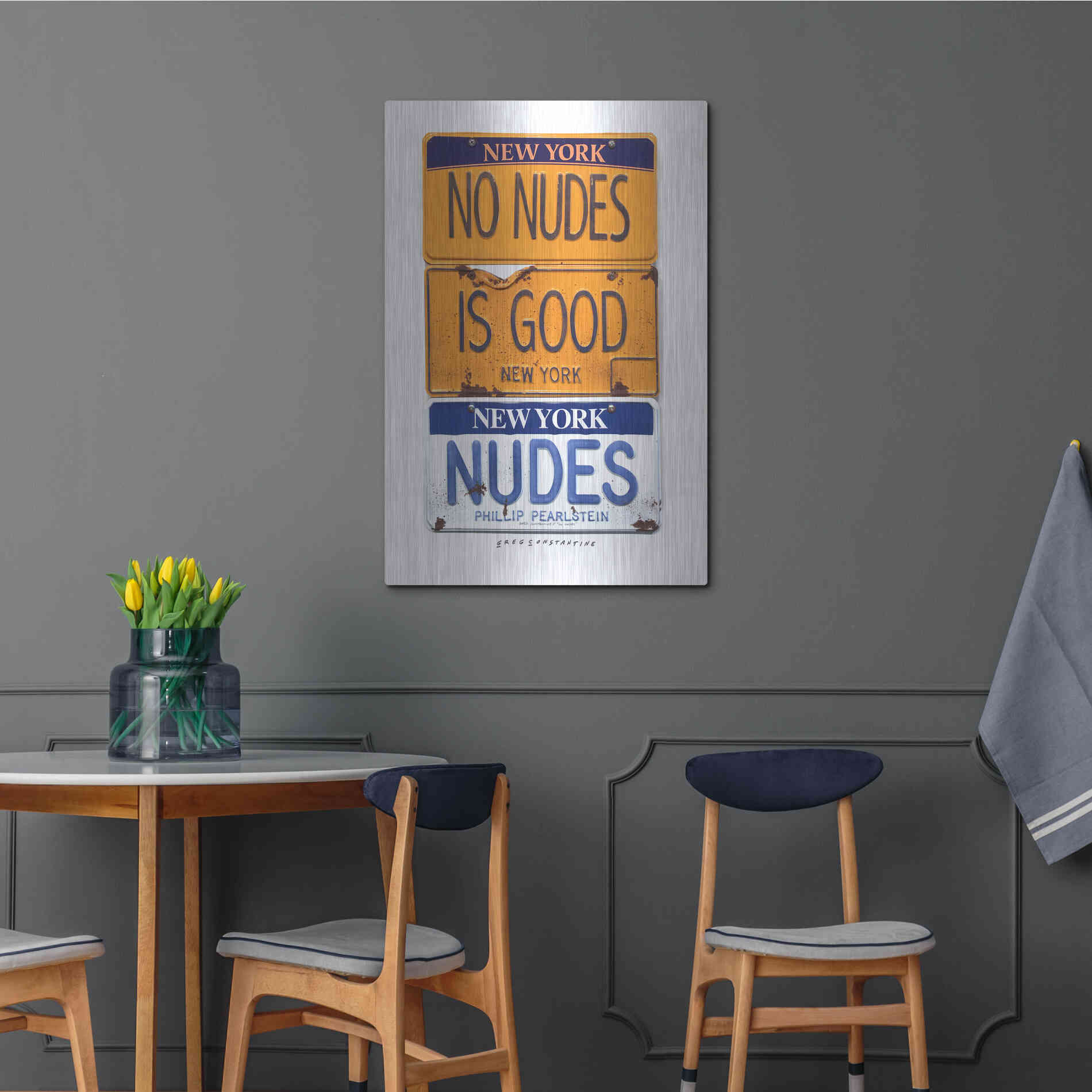 Luxe Metal Art 'No Nudes' by Gregory Constantine, Metal Wall Art,24x36