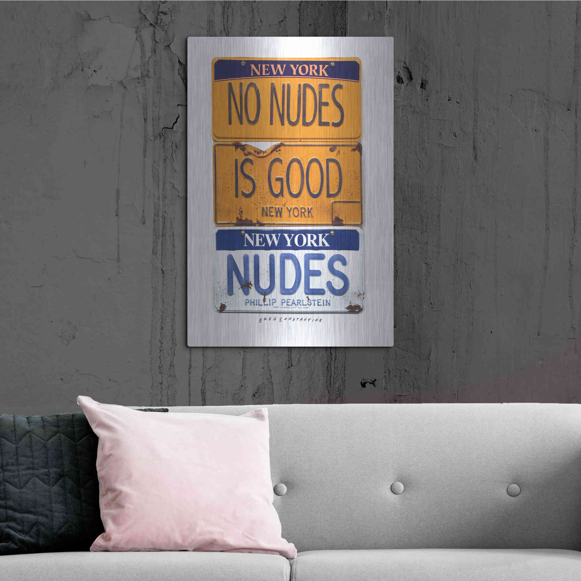 Luxe Metal Art 'No Nudes' by Gregory Constantine, Metal Wall Art,24x36