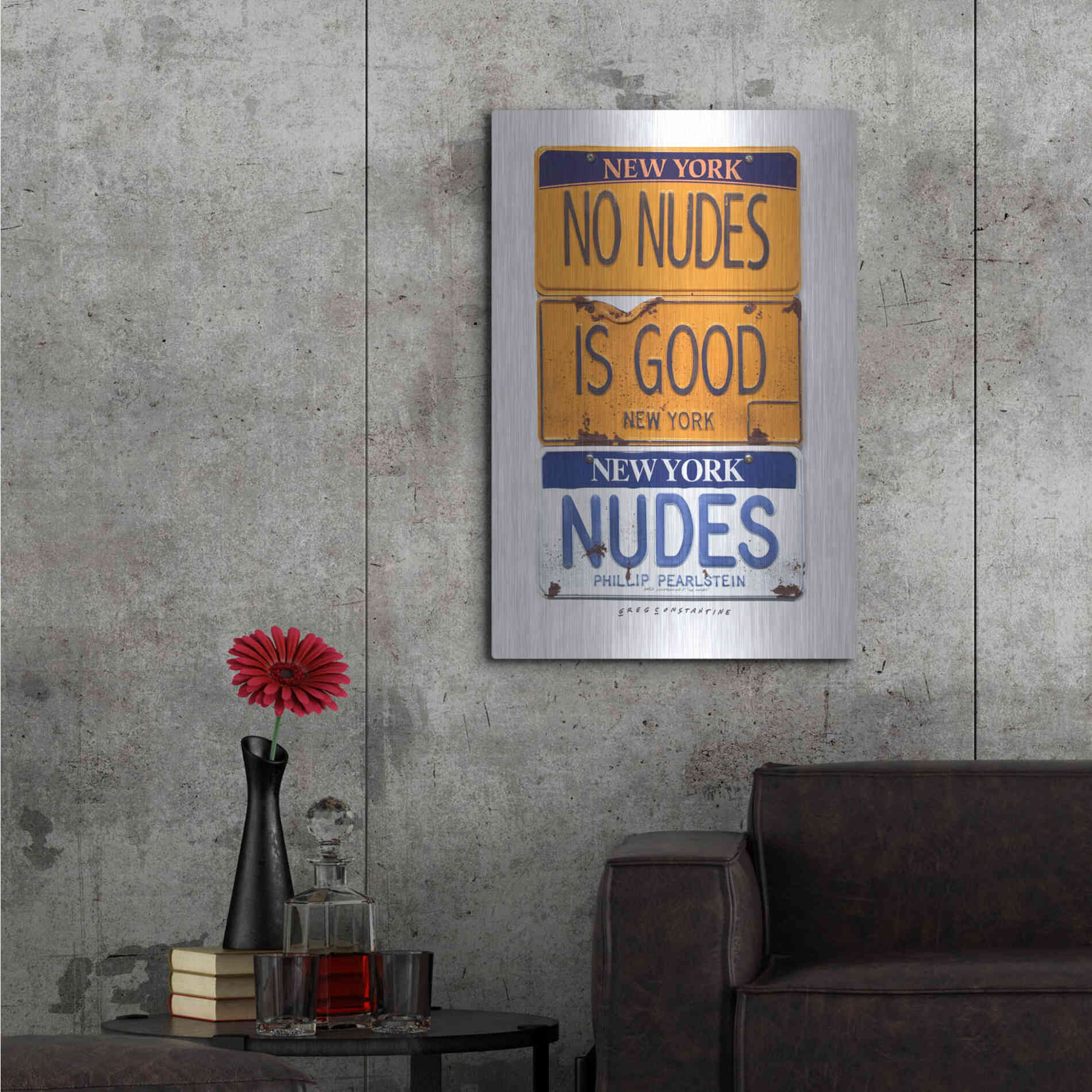 Luxe Metal Art 'No Nudes' by Gregory Constantine, Metal Wall Art,24x36