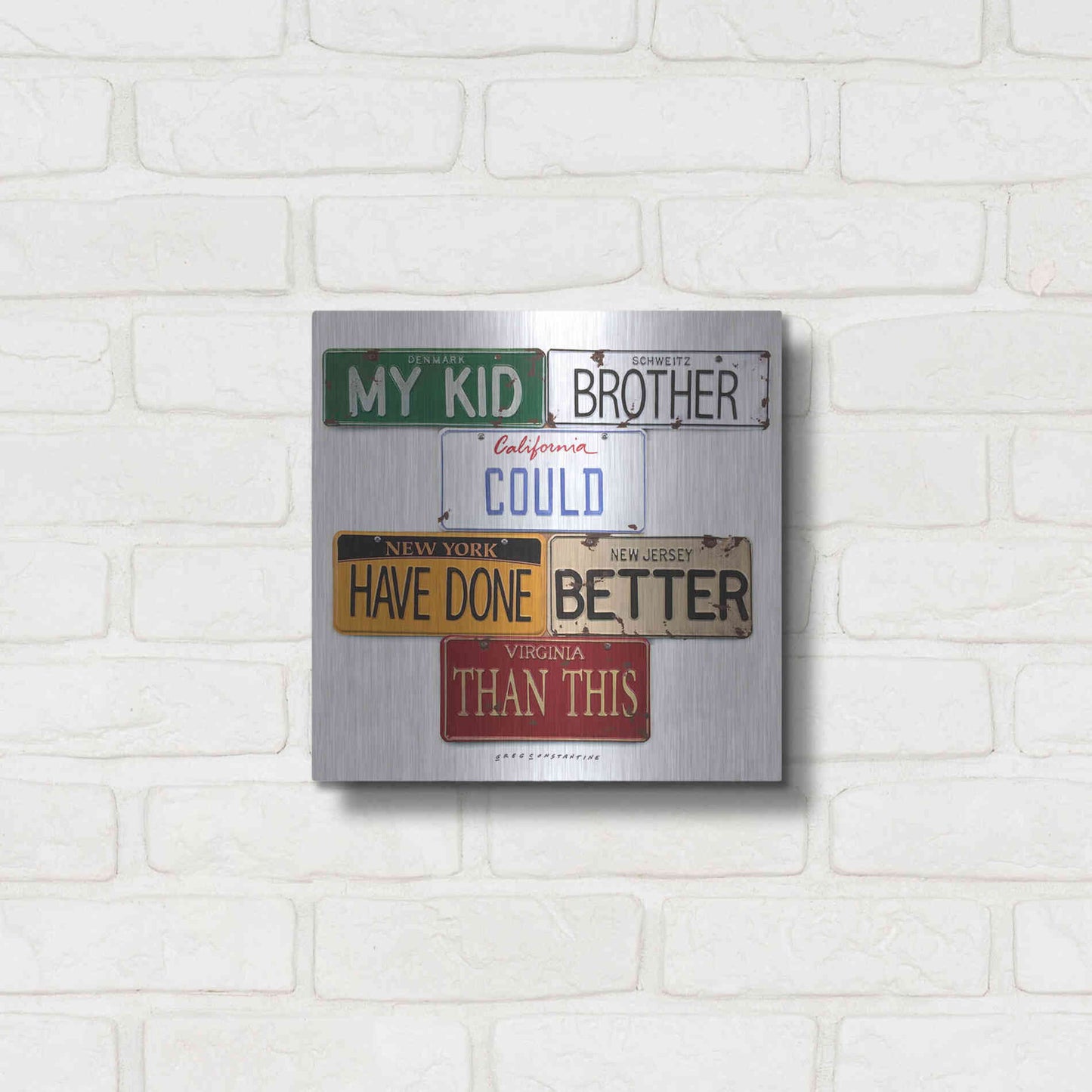 Luxe Metal Art 'My Kid Brother' by Gregory Constantine, Metal Wall Art,12x12