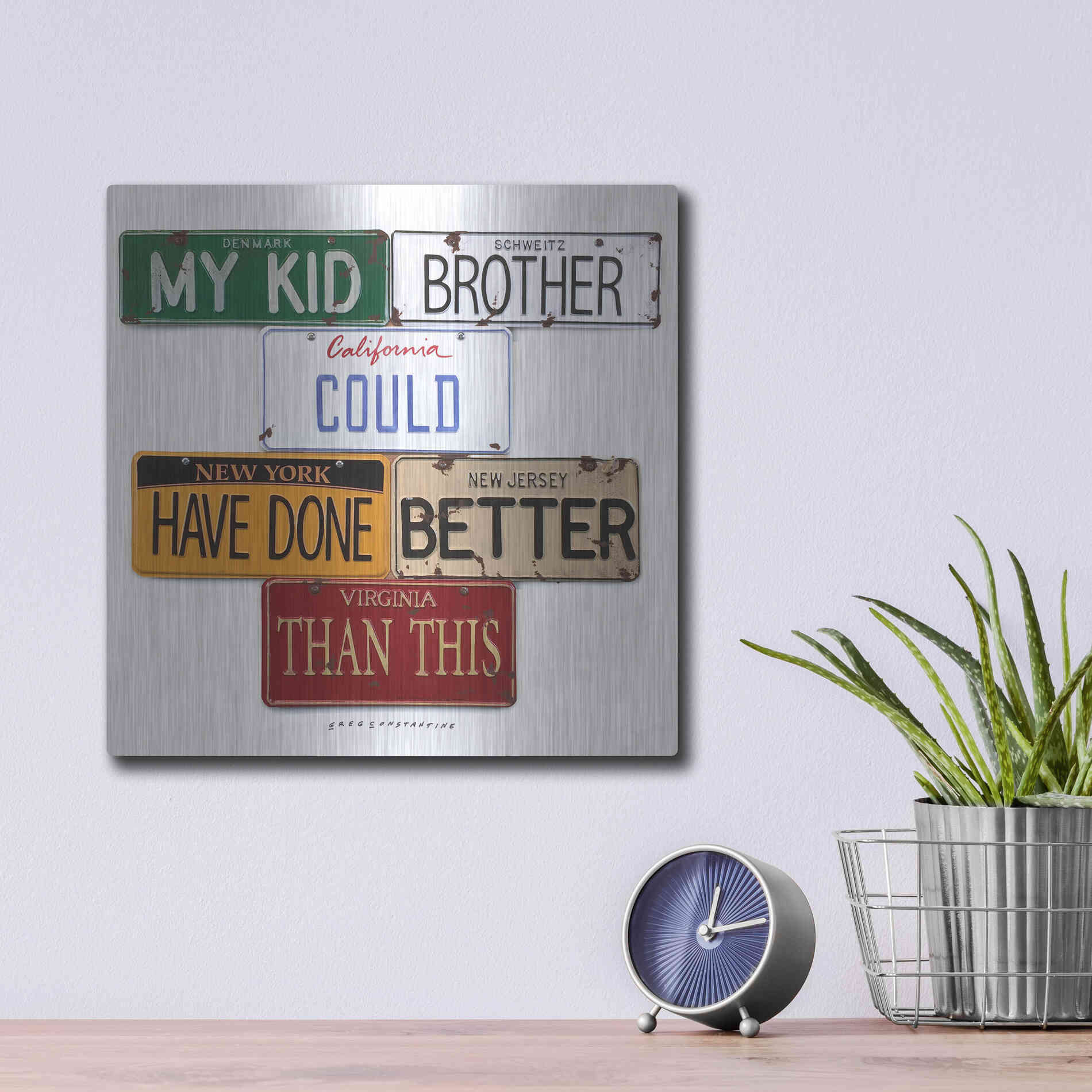 Luxe Metal Art 'My Kid Brother' by Gregory Constantine, Metal Wall Art,12x12