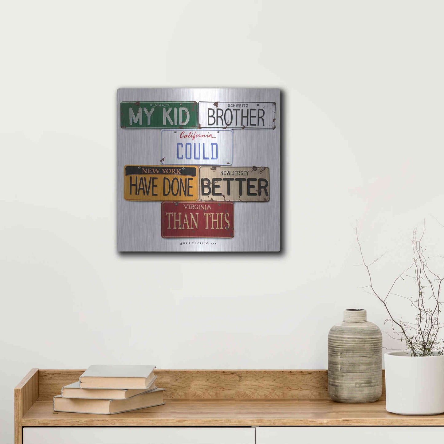 Luxe Metal Art 'My Kid Brother' by Gregory Constantine, Metal Wall Art,12x12