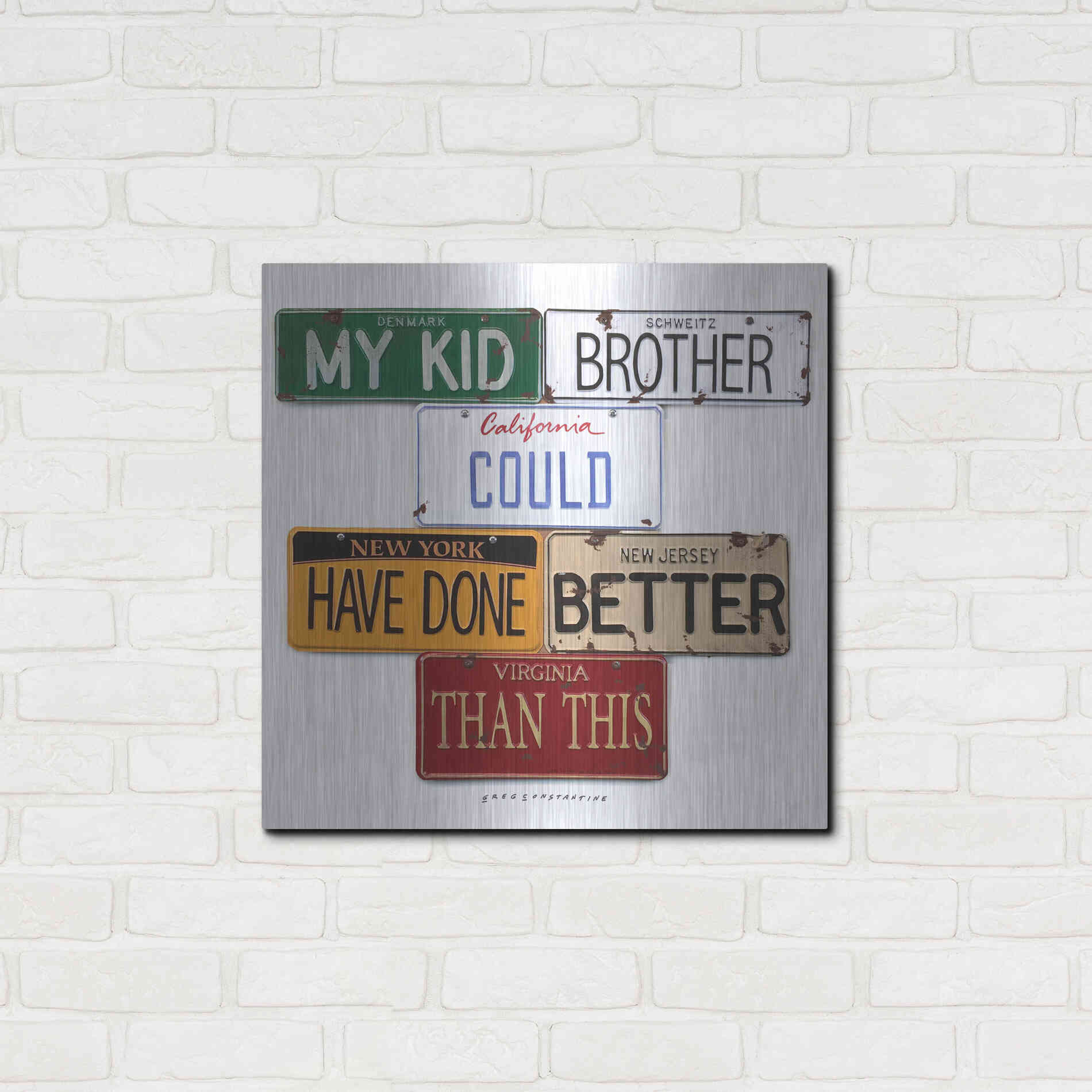 Luxe Metal Art 'My Kid Brother' by Gregory Constantine, Metal Wall Art,24x24