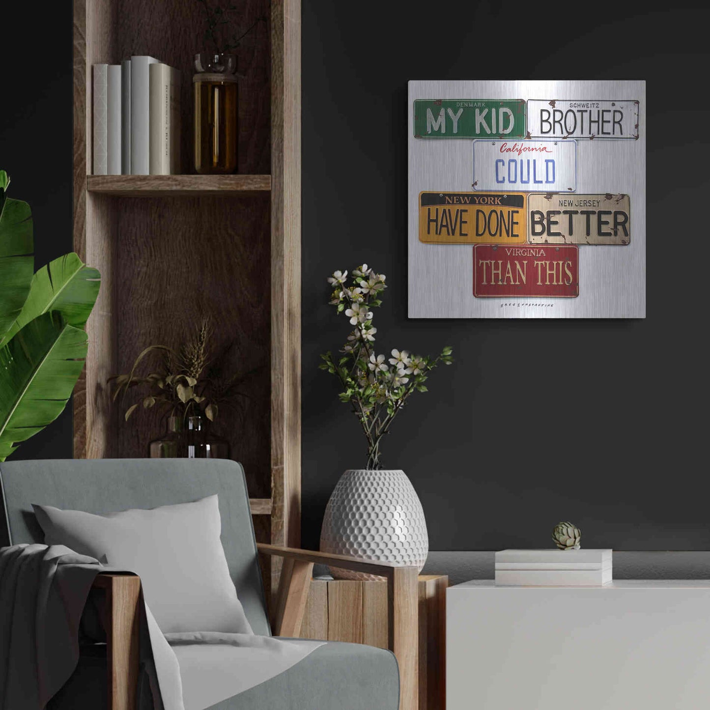 Luxe Metal Art 'My Kid Brother' by Gregory Constantine, Metal Wall Art,24x24