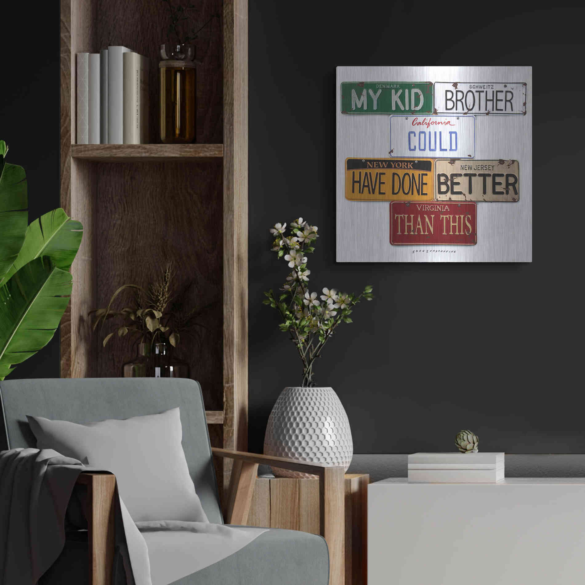 Luxe Metal Art 'My Kid Brother' by Gregory Constantine, Metal Wall Art,24x24