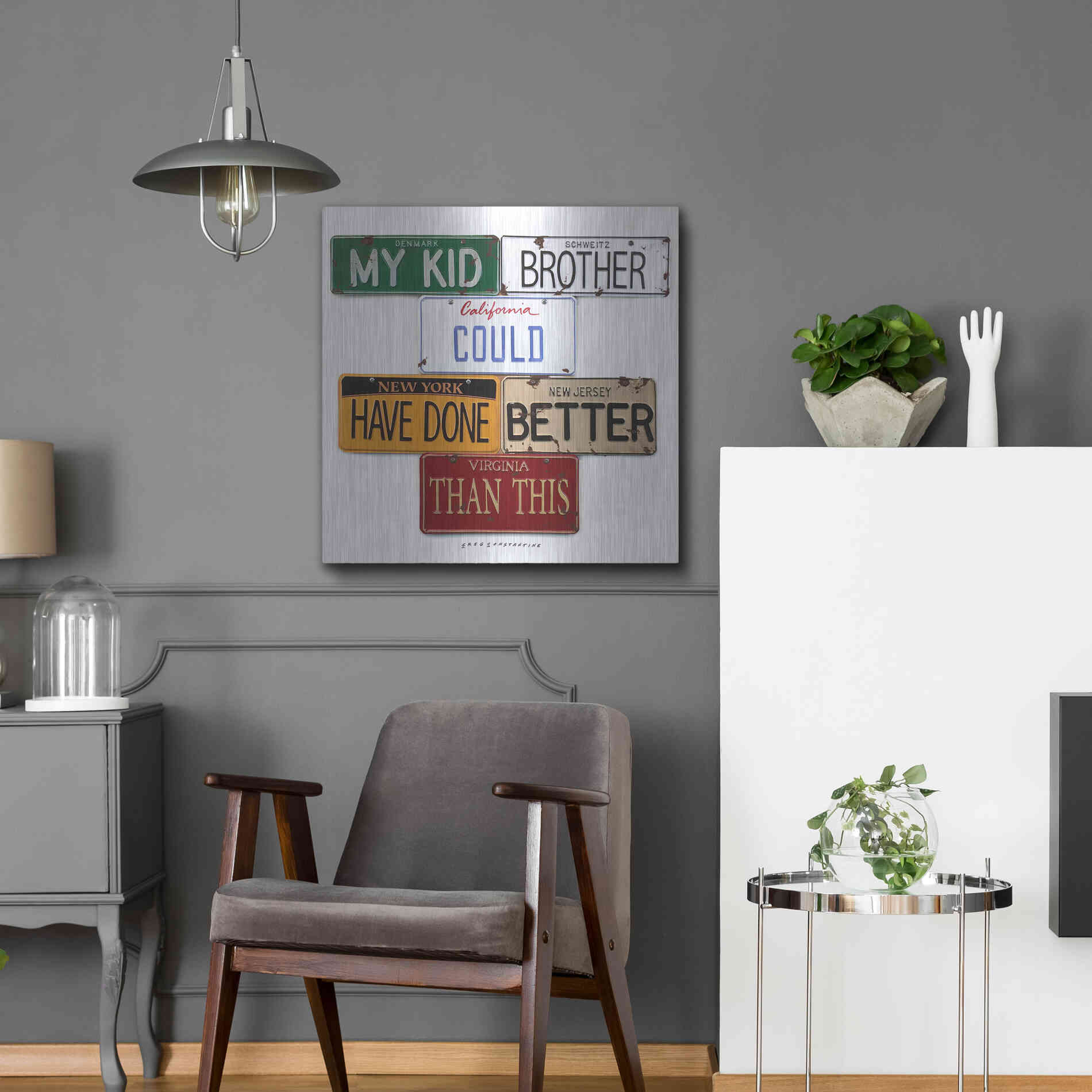 Luxe Metal Art 'My Kid Brother' by Gregory Constantine, Metal Wall Art,24x24