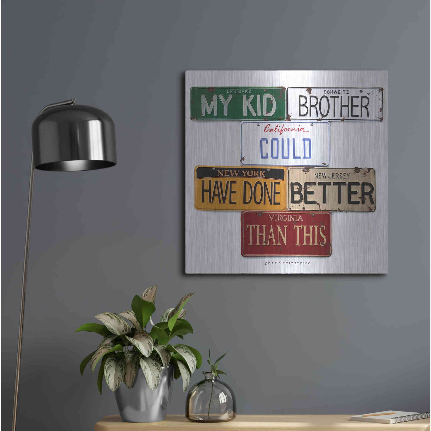 Luxe Metal Art 'My Kid Brother' by Gregory Constantine, Metal Wall Art,24x24
