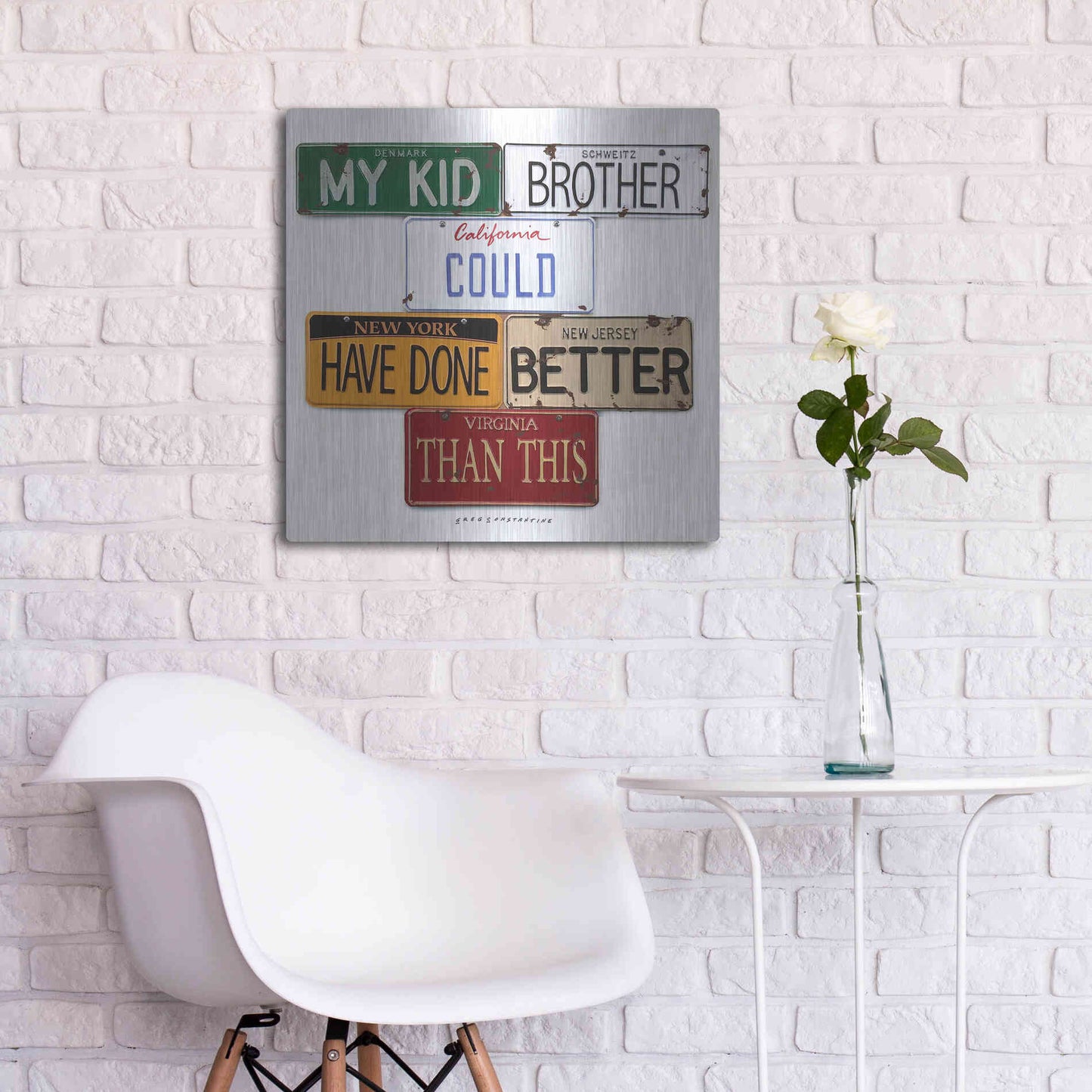 Luxe Metal Art 'My Kid Brother' by Gregory Constantine, Metal Wall Art,24x24