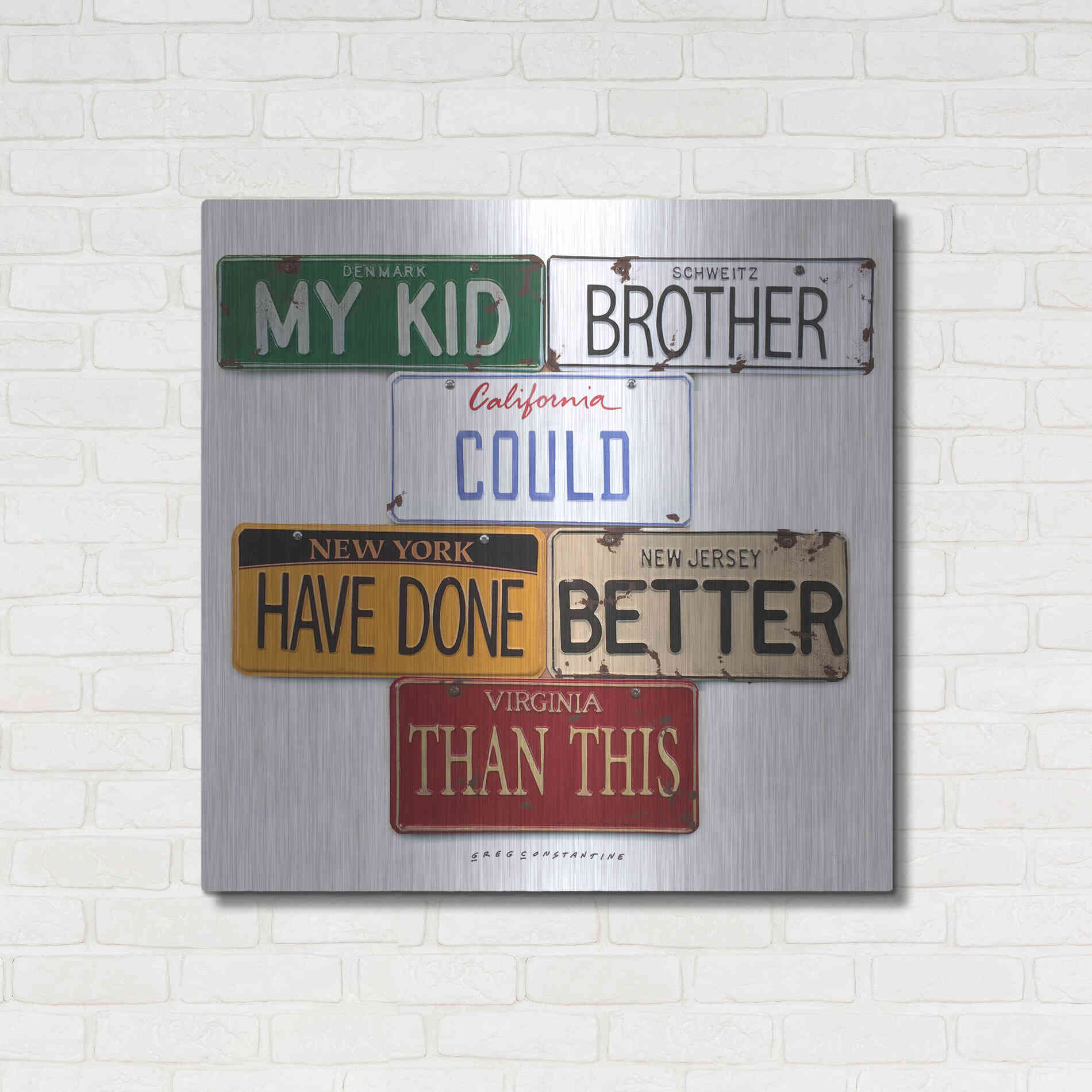 Luxe Metal Art 'My Kid Brother' by Gregory Constantine, Metal Wall Art,36x36