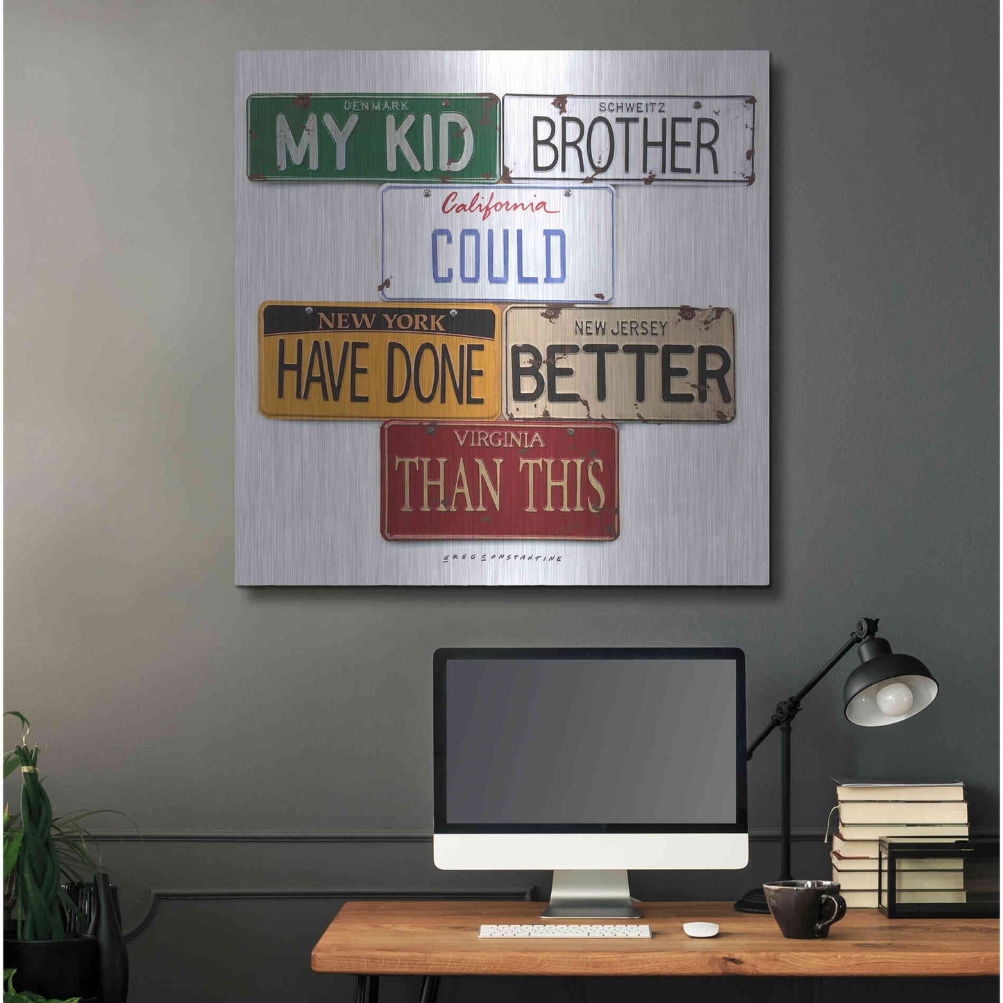Luxe Metal Art 'My Kid Brother' by Gregory Constantine, Metal Wall Art,36x36