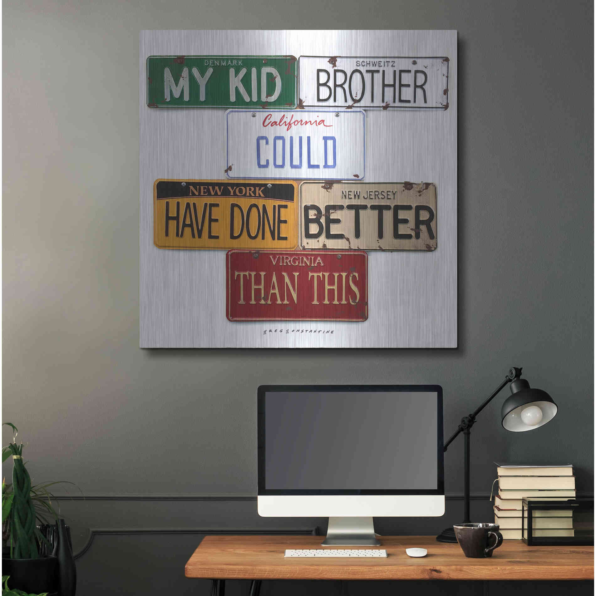 Luxe Metal Art 'My Kid Brother' by Gregory Constantine, Metal Wall Art,36x36
