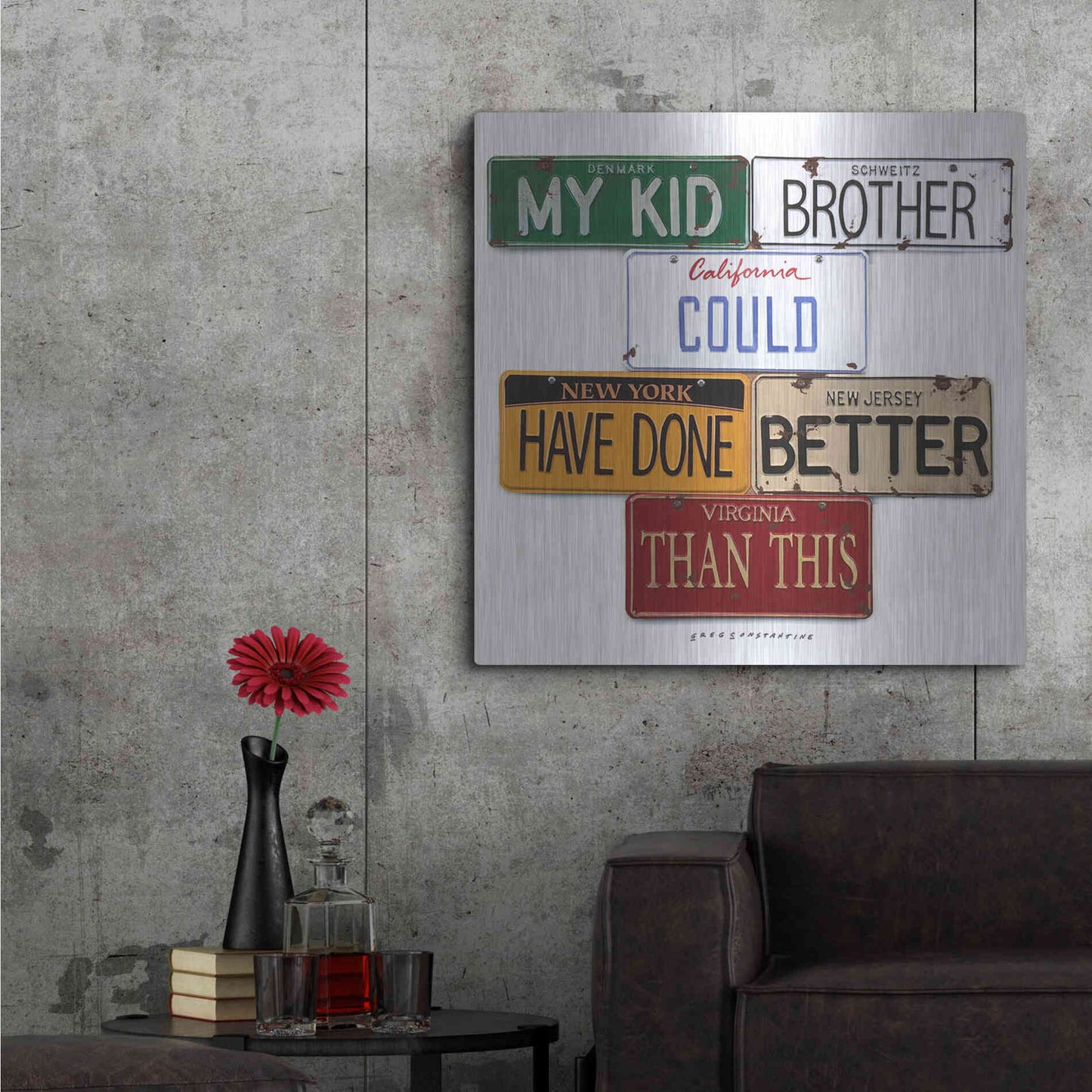 Luxe Metal Art 'My Kid Brother' by Gregory Constantine, Metal Wall Art,36x36