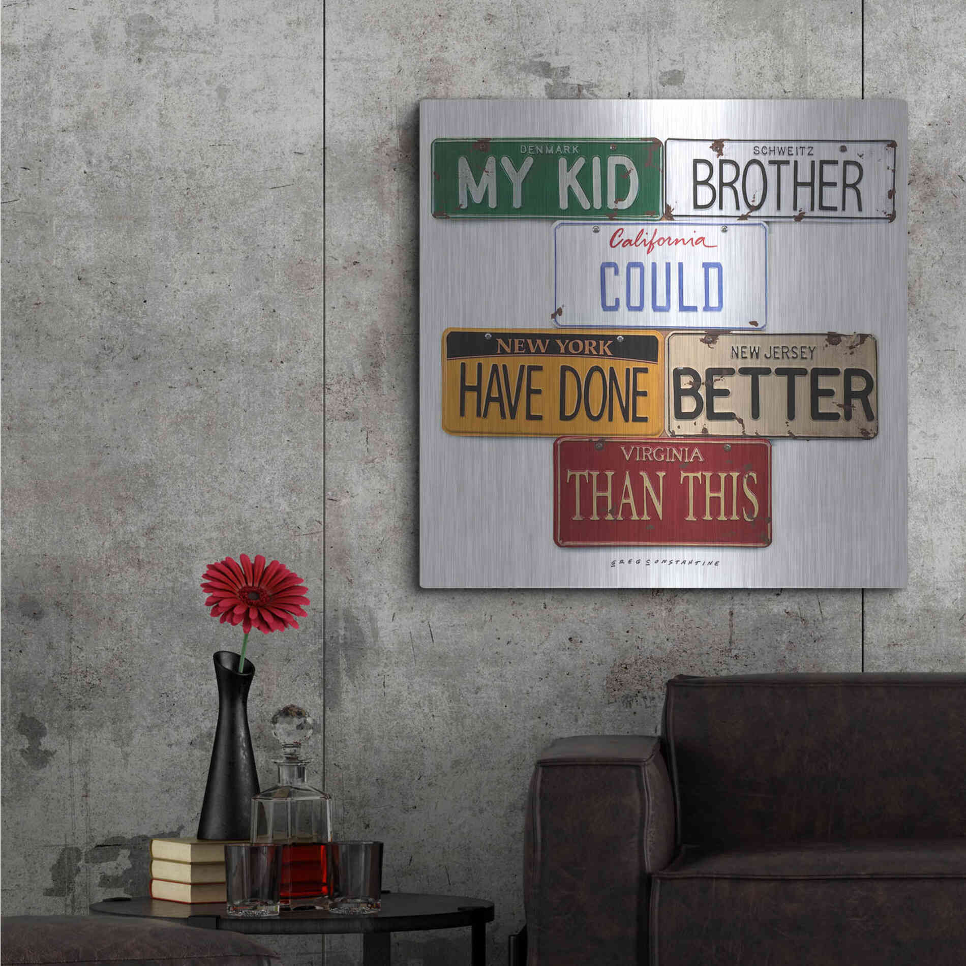 Luxe Metal Art 'My Kid Brother' by Gregory Constantine, Metal Wall Art,36x36