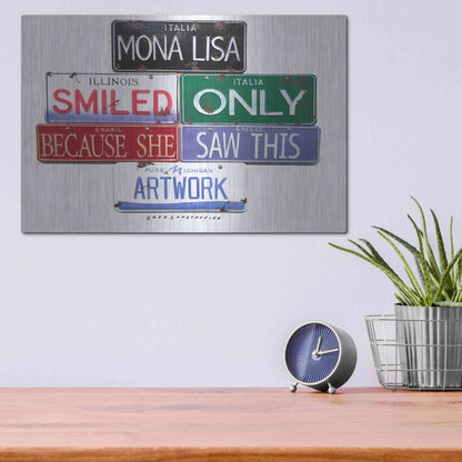 Luxe Metal Art 'Mona Lisa Smiled' by Gregory Constantine, Metal Wall Art,16x12