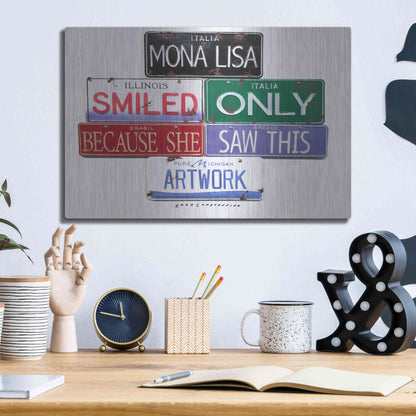 Luxe Metal Art 'Mona Lisa Smiled' by Gregory Constantine, Metal Wall Art,16x12