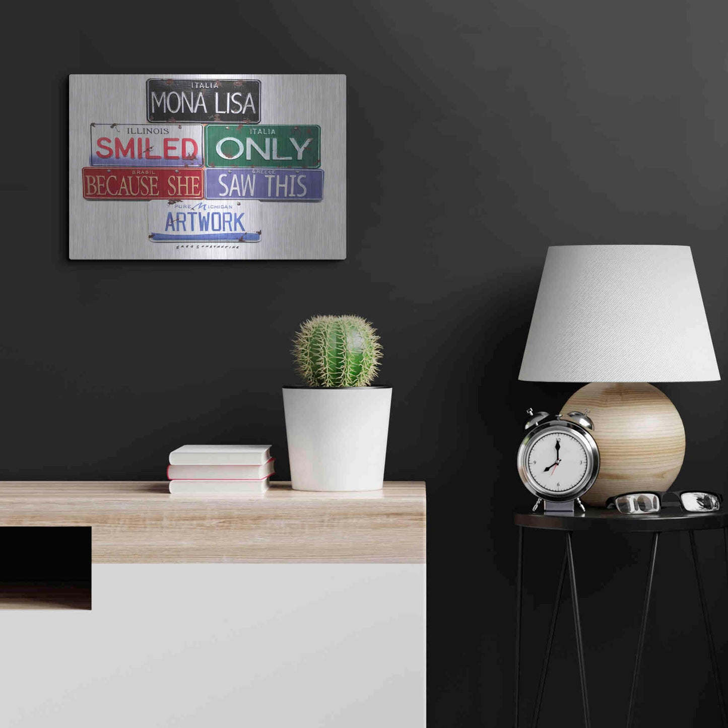 Luxe Metal Art 'Mona Lisa Smiled' by Gregory Constantine, Metal Wall Art,24x16