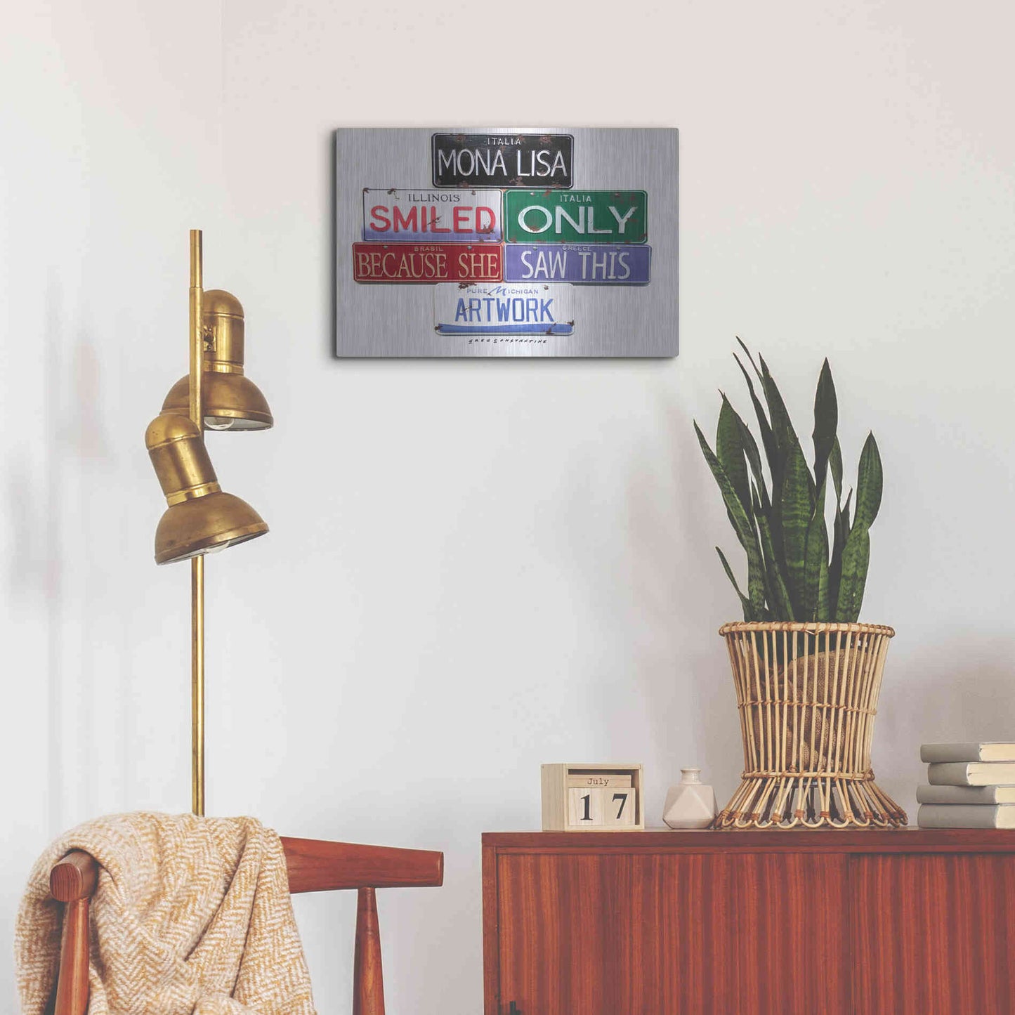 Luxe Metal Art 'Mona Lisa Smiled' by Gregory Constantine, Metal Wall Art,24x16