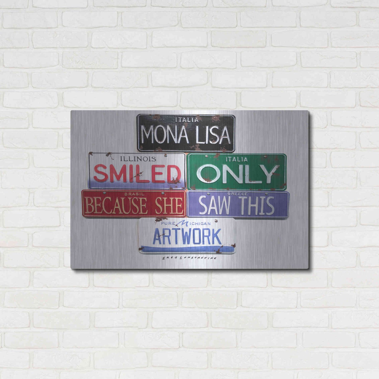 Luxe Metal Art 'Mona Lisa Smiled' by Gregory Constantine, Metal Wall Art,36x24