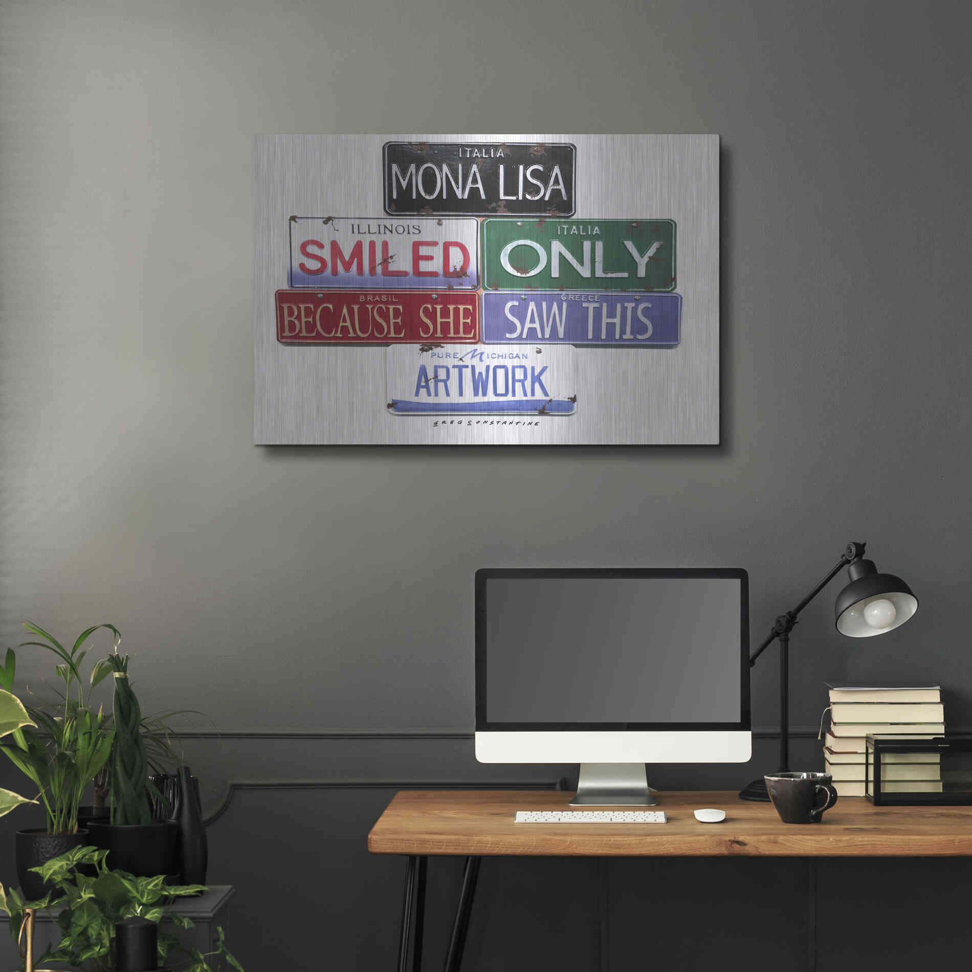 Luxe Metal Art 'Mona Lisa Smiled' by Gregory Constantine, Metal Wall Art,36x24