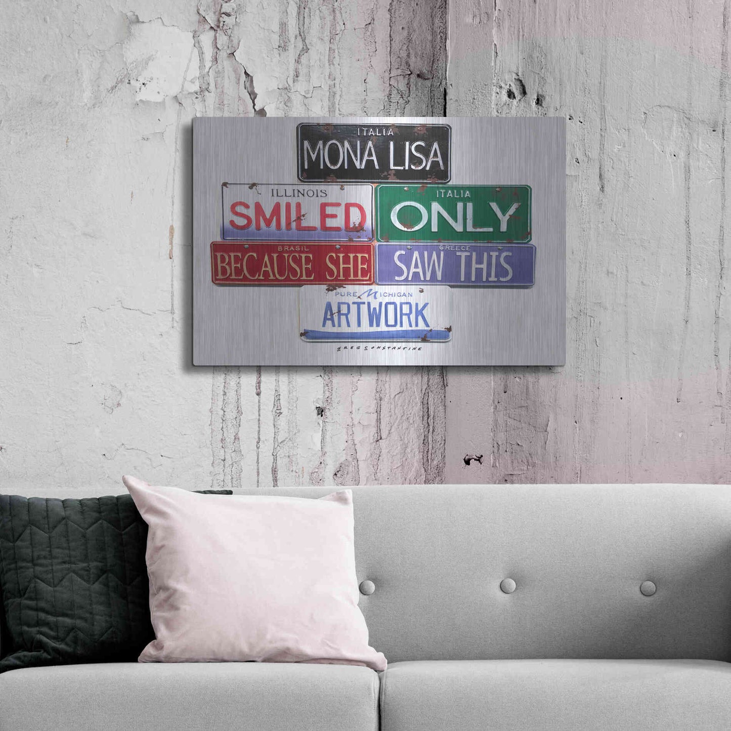 Luxe Metal Art 'Mona Lisa Smiled' by Gregory Constantine, Metal Wall Art,36x24