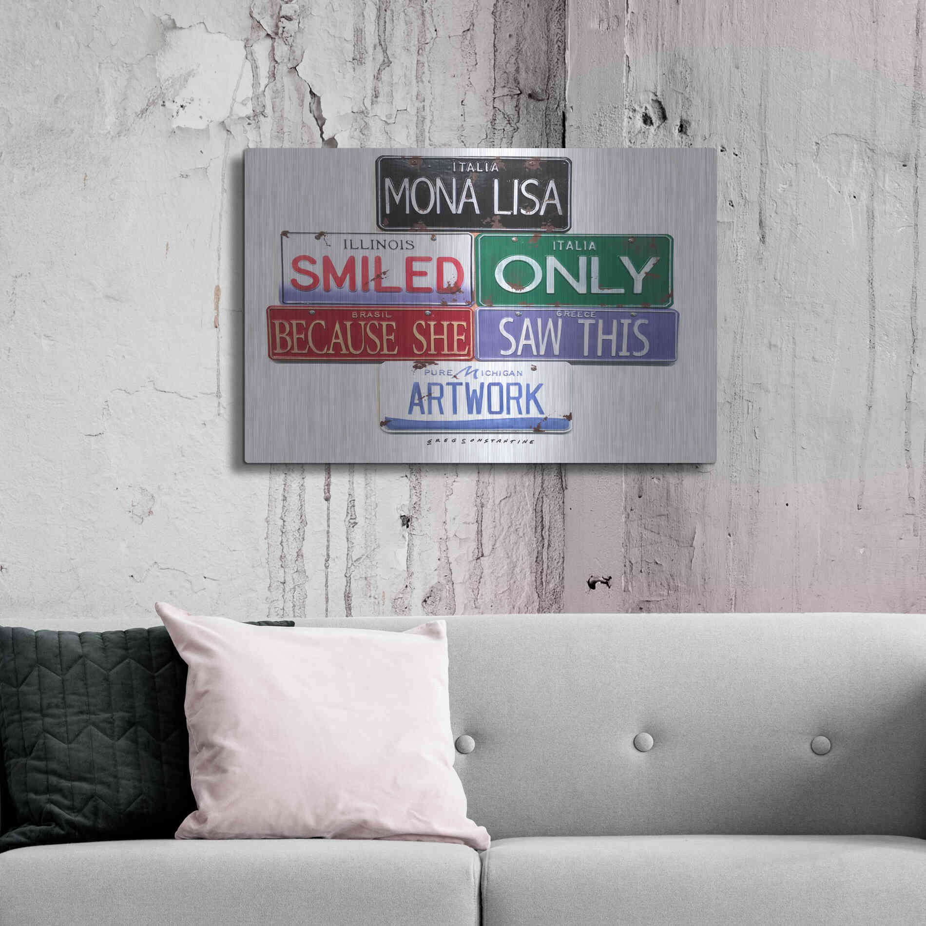 Luxe Metal Art 'Mona Lisa Smiled' by Gregory Constantine, Metal Wall Art,36x24