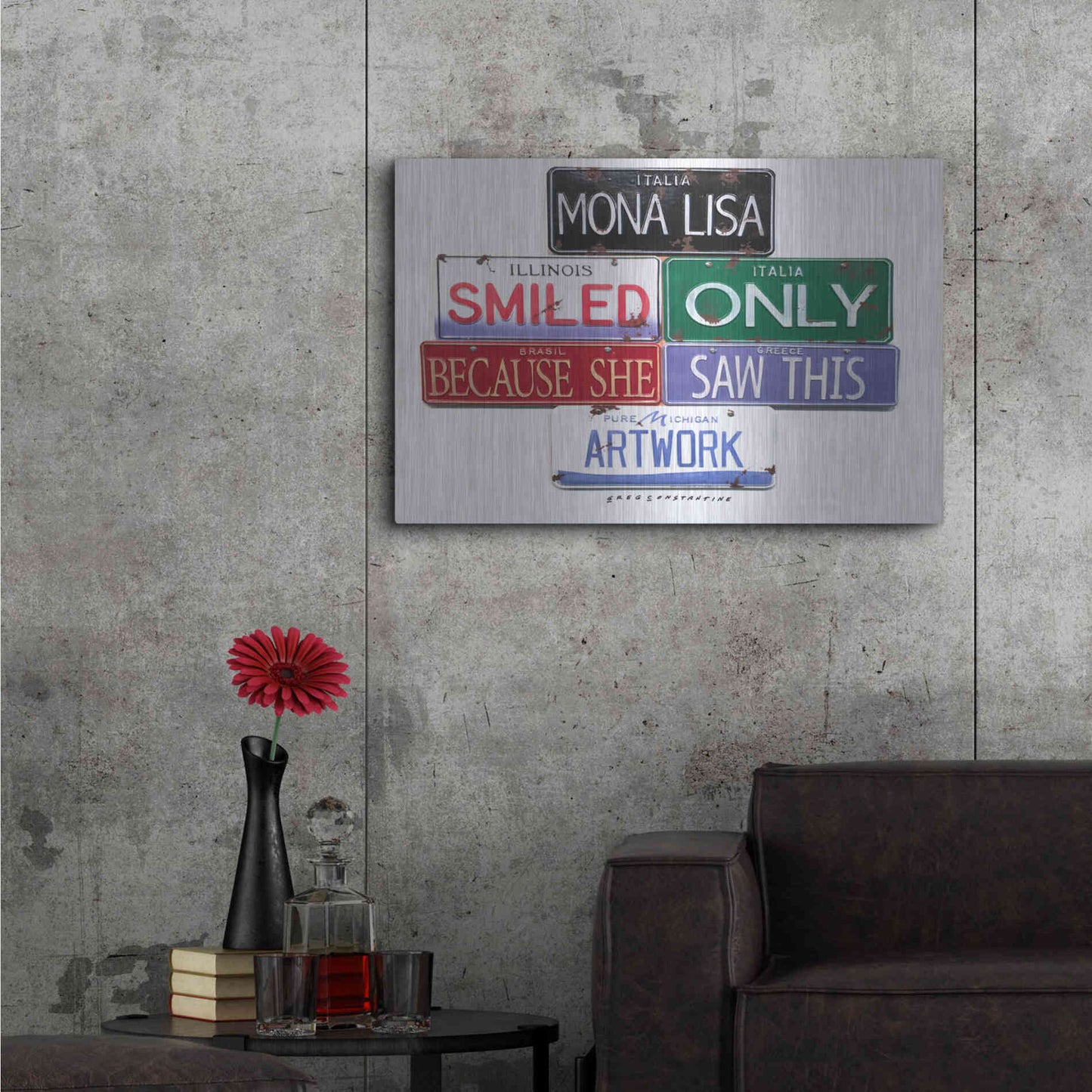 Luxe Metal Art 'Mona Lisa Smiled' by Gregory Constantine, Metal Wall Art,36x24