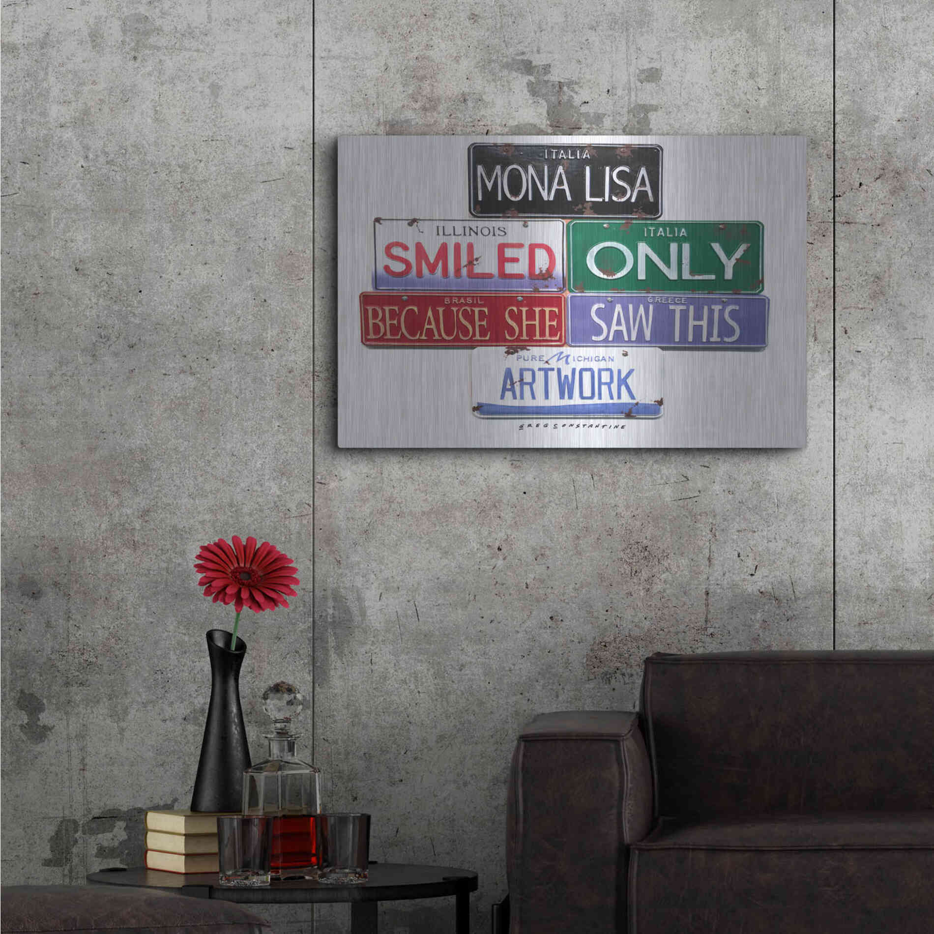 Luxe Metal Art 'Mona Lisa Smiled' by Gregory Constantine, Metal Wall Art,36x24