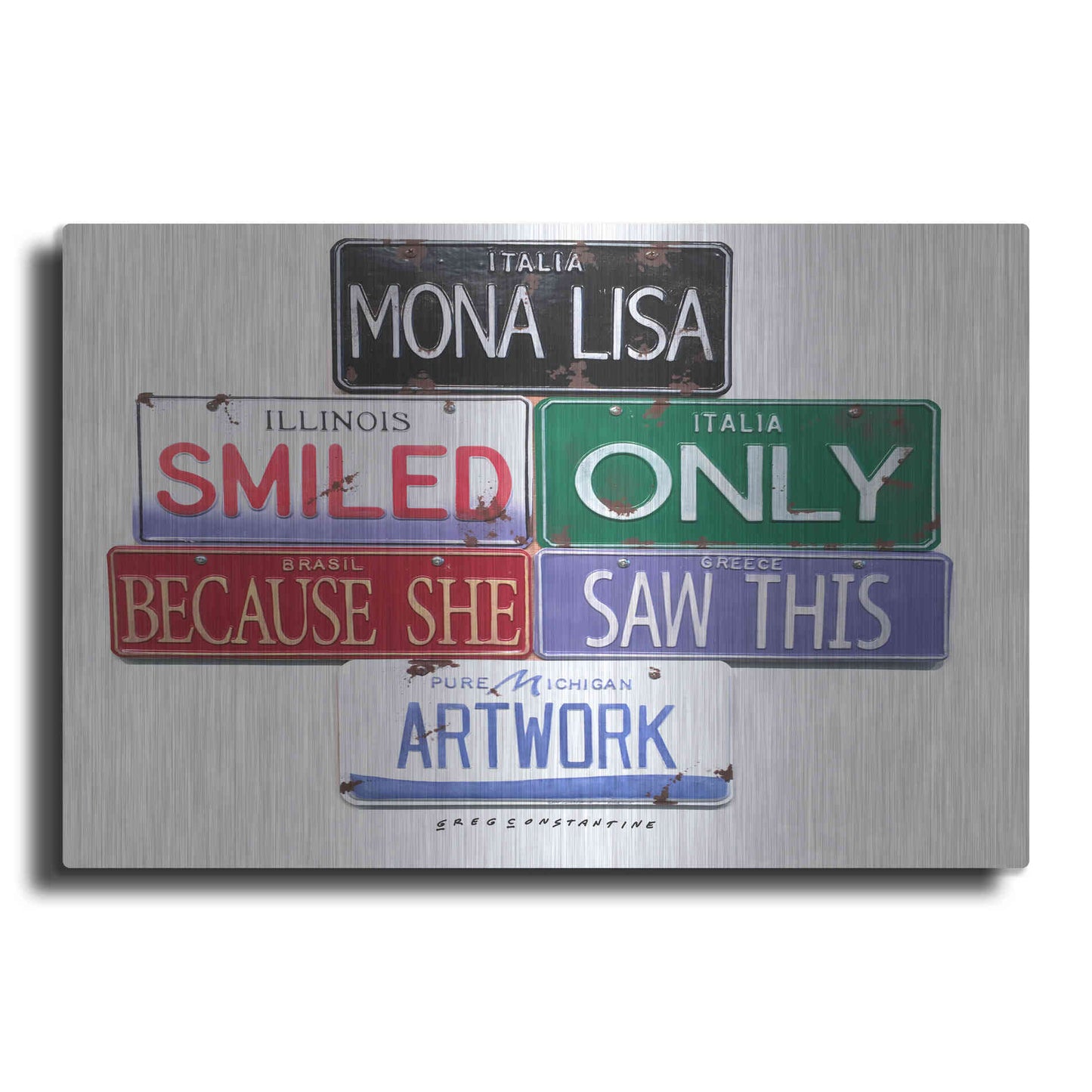 Luxe Metal Art 'Mona Lisa Smiled' by Gregory Constantine, Metal Wall Art