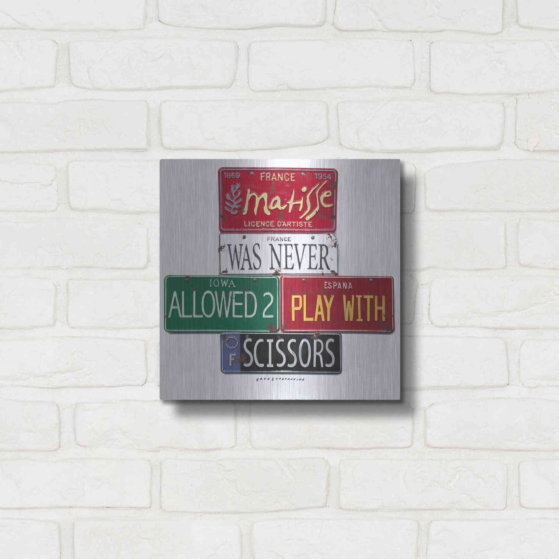 Luxe Metal Art 'Matisse Scissors' by Gregory Constantine, Metal Wall Art,12x12