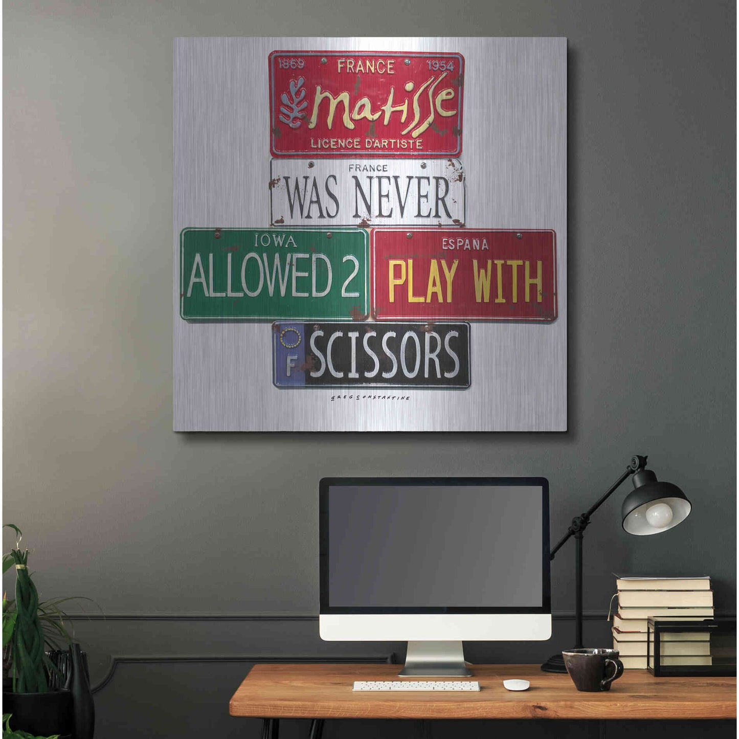 Luxe Metal Art 'Matisse Scissors' by Gregory Constantine, Metal Wall Art,36x36